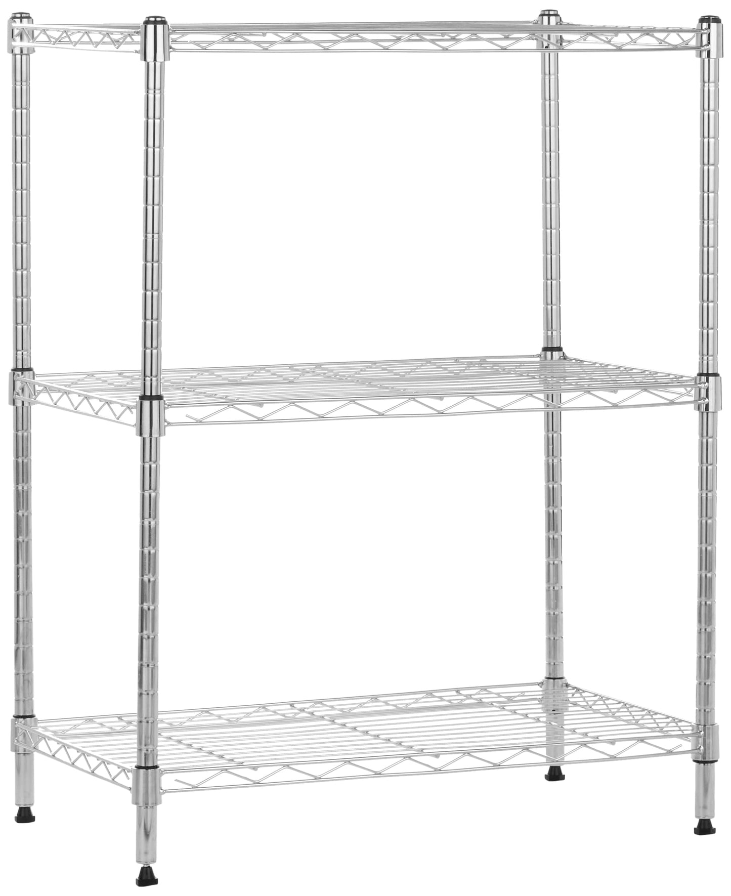 Amazon Basics 3-Shelf Adjustable Heavy Duty Steel Wire Shelving Rack with Chrome Finish, No-Tool Assembly, 250 lbs per Shelf, 23.2" L x 13.4" W x 30" H
