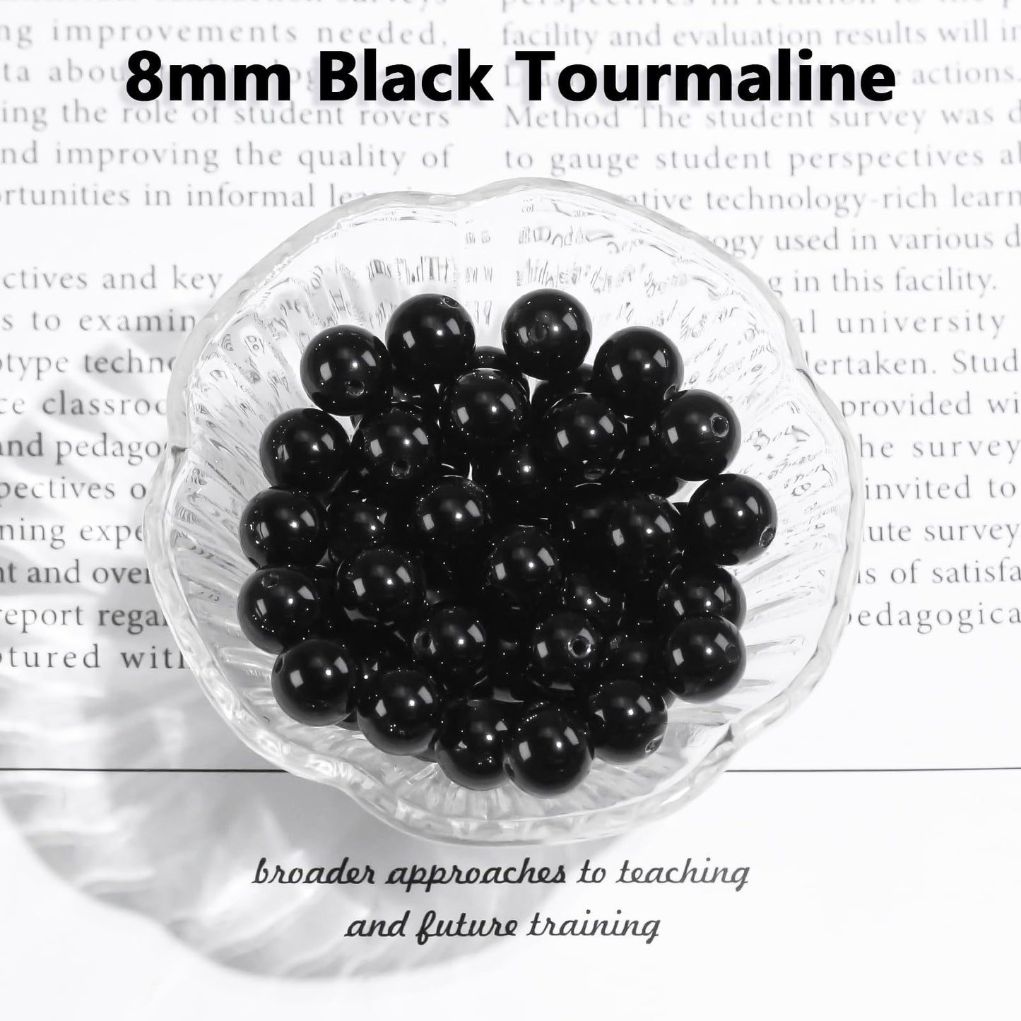 8mm Natural Gemstone Round Black Tourmaline Loose Beads for Jewelry Making DIY Bracelets Necklace (45-48pcs/strand)