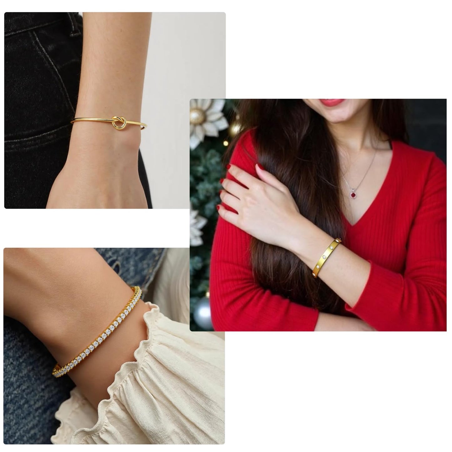 FAFUGA 18 K Gold Plated Love Bangle Bracelet Stack Cuff Jewelry for Women Jewelry Set for Women Gift with Box (B00052)