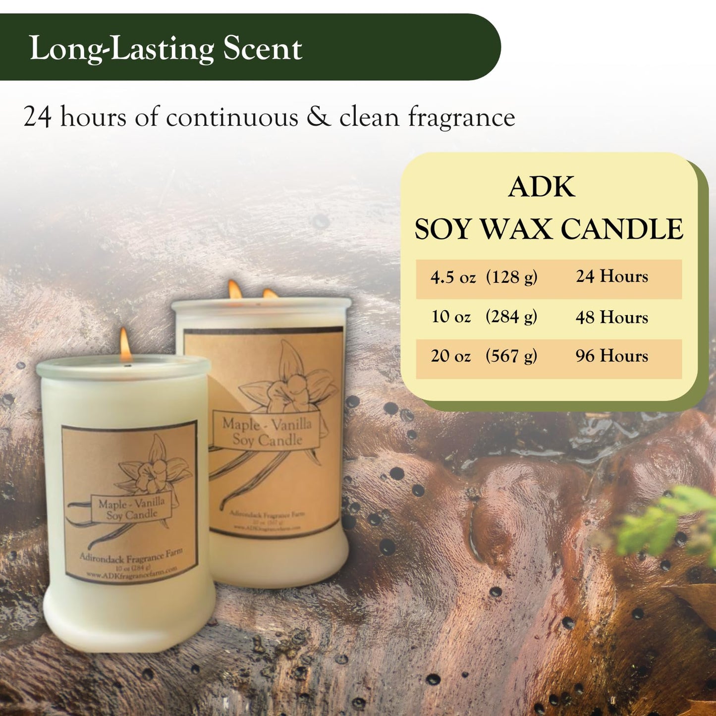 ADK Maple Vanilla Scented Candle, 4.5 Oz Aromatherapy Candle, Proudly Poured in The USA, Natural Wax for Relaxation and Home Décor, for Gift, Kitchen, and Living Spaces