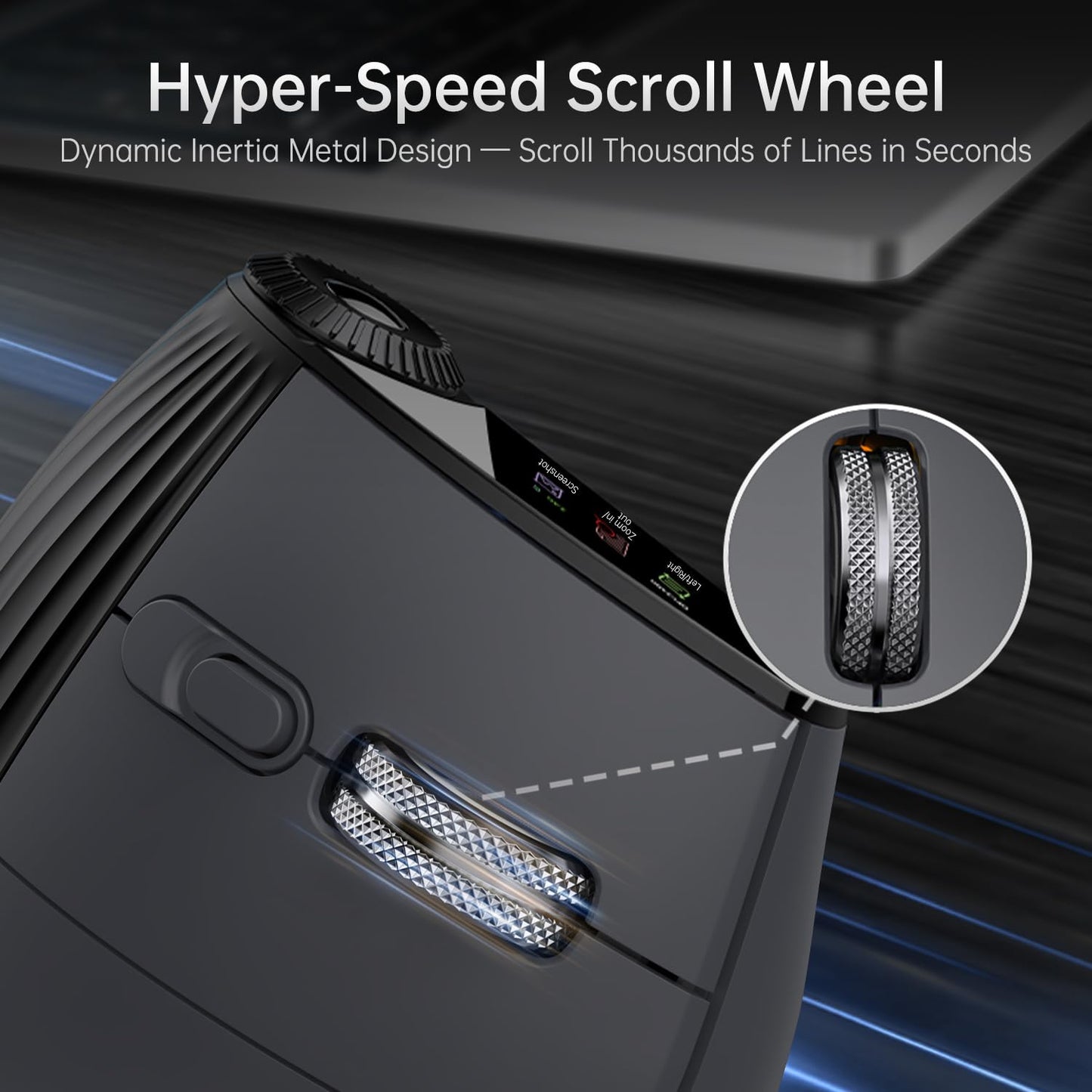 NYIEFADA Ergonomic Vertical Mouse Wireless, Rechargeable Bluetooth Ultra-Fast Scrolling 4800 DPI Ergo Mouse, 2.4G Quiet Clicks 6 Buttons RGB Optical Mice, 3 Multi-Device Connectivity for Mac, Laptop