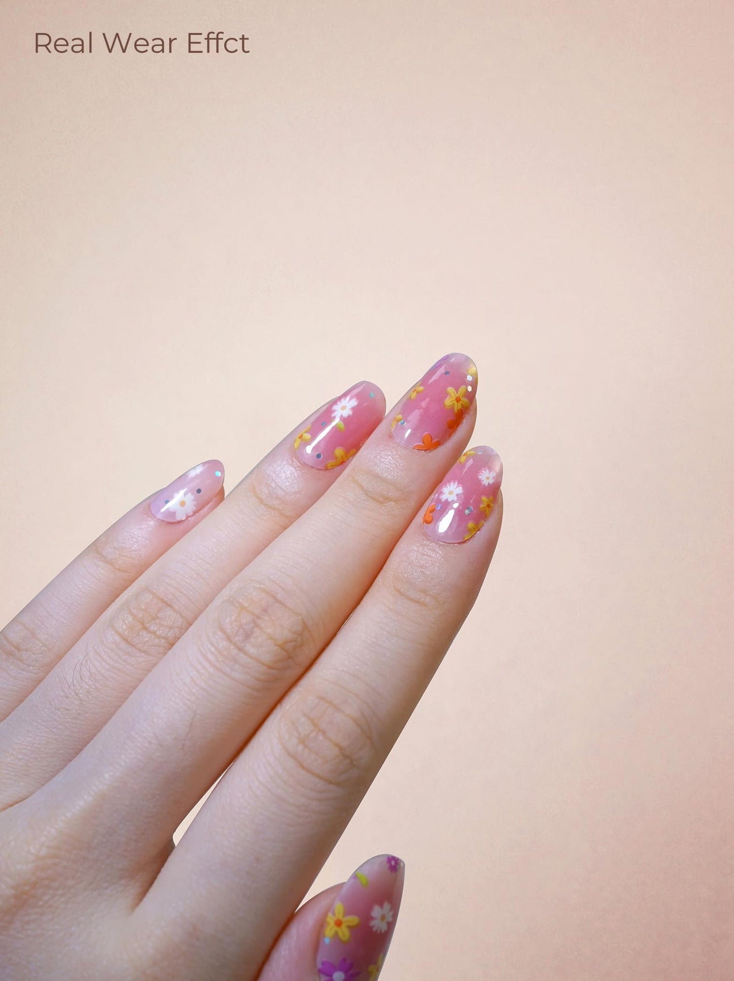 Beaolata Real Gel Nail Strips (No UV Light Needed) - 44Pcs Salon Quality Nail Stickers - Long Lasting Polish Wraps for Women, Easy Apply & Remove (Strawberry Pink)