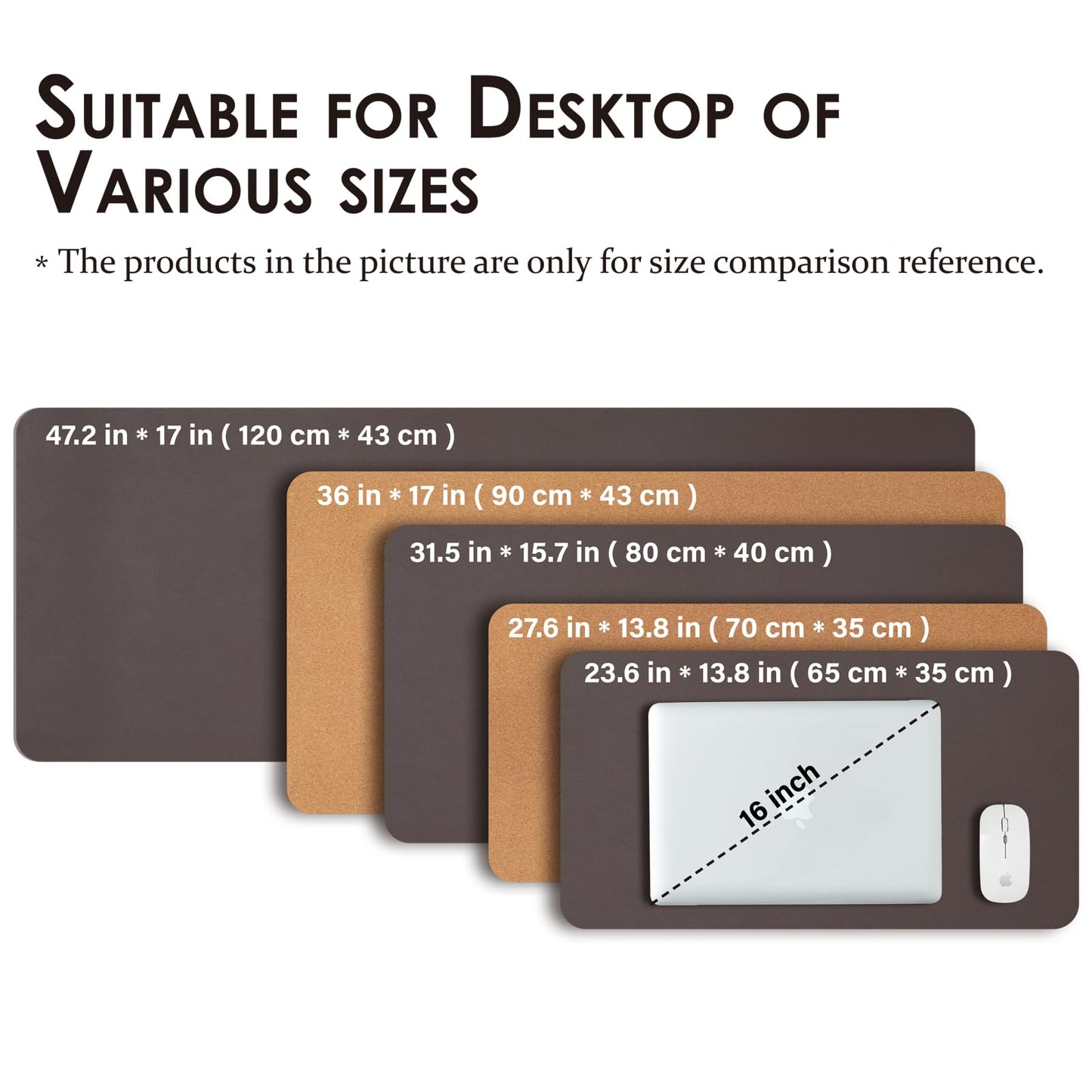 Cork Desk Mat - Dual-Sided Desk Pad for Office and Home - Desk Organization and Accessories - Ideal for Large Mouse Pad and Desk Mats on Top of Desks(Coffee,36"x 17")