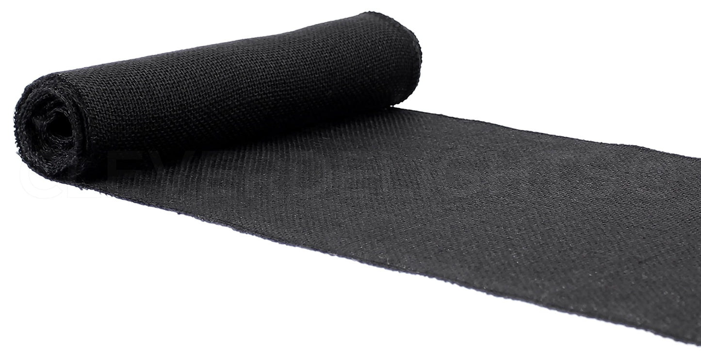 CleverDelights 9" Black Burlap Roll - Finished Edges - 5 Yards - Jute Burlap Fabric