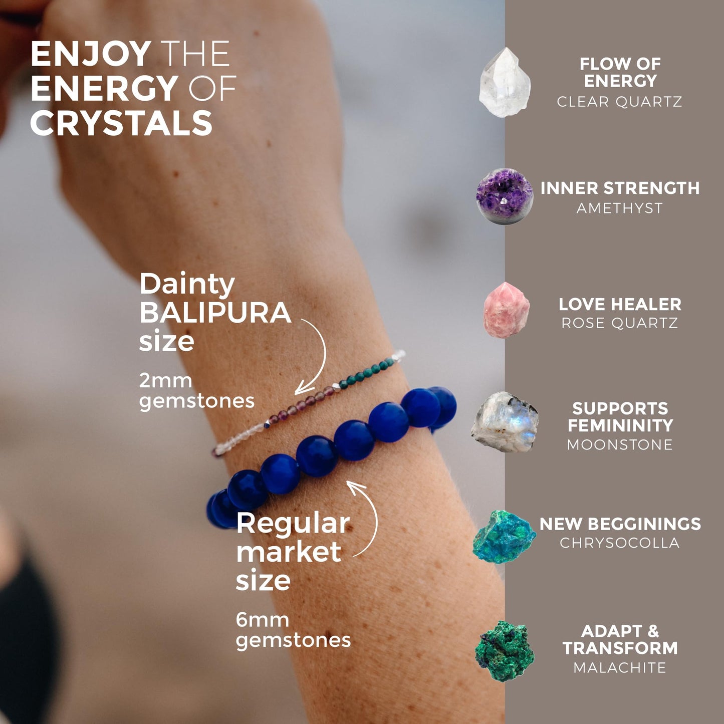 BALIPURA - Birthing Aura Bracelets - 2mm Natural Crystals and Healing Stones Wristlet, Quartz & Solid Silver Beads, 925 Silver Beads For Inner Calmness, Manifestation & Creativity - For Women Gifts