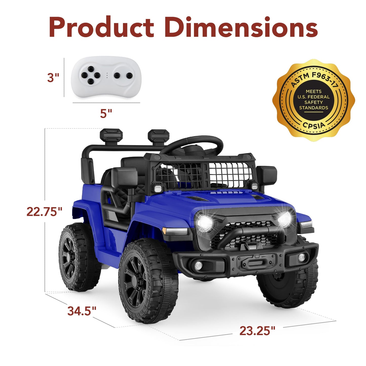 Best Choice Products 6V Kids Ride On Toy, Mini Truck, Electric Play Car w/Parent Remote Control, 4-Wheel Suspension, LED Lights, 2 Speeds, Functional Horn, 3.1MPH Max Speed - Blue
