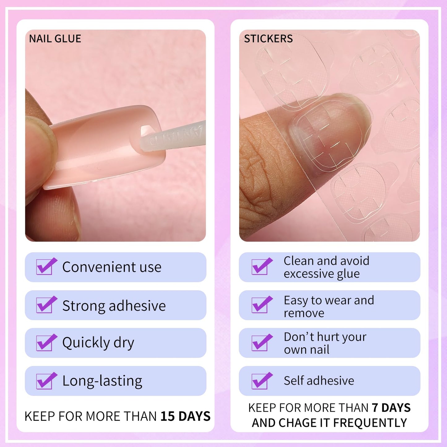 Lifextol 240pc French Tip Press On Nails Short Square Set, White French Tip, Plastic, Press-On False Nails, 120pcs per Set, 240pcs Total