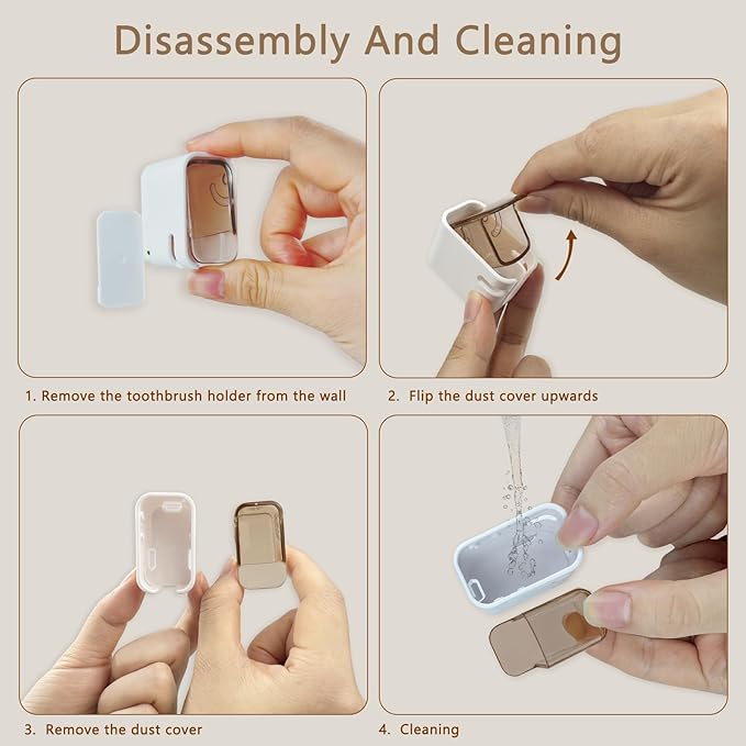 Toothbrush Holder Wall Mounted Toothbrush Holders for Bathrooms, Tooth Brush Holder for Travel and Home, Single Toothbrush Organizer with Cover for Shower 2PCS