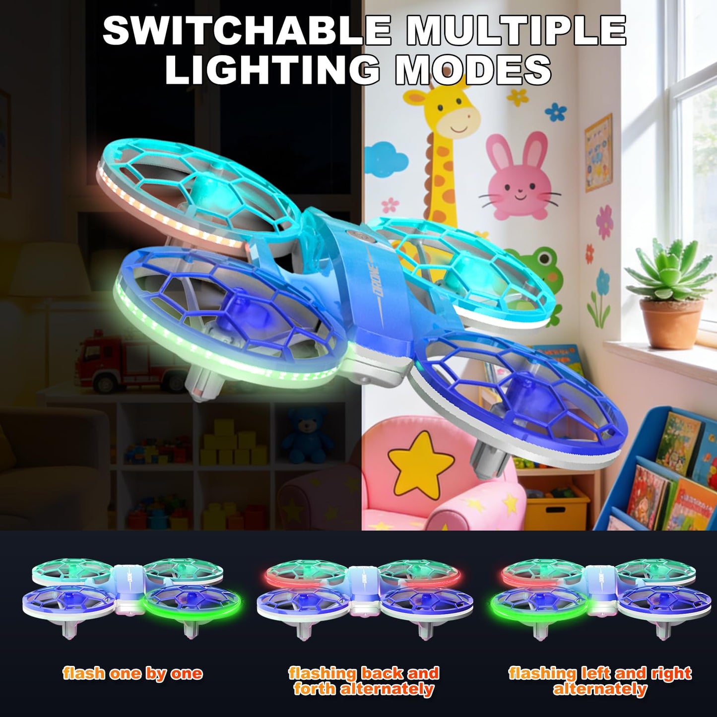 Drone for Kids and Beginners, Quadcopter Indoor Small with 2 Modular Batteries, 360° Flips, 3 Speeds, Auto Hover, LED Lights, Great Valentine‘s Day, Birthday Gift Toy for Boys and Girls