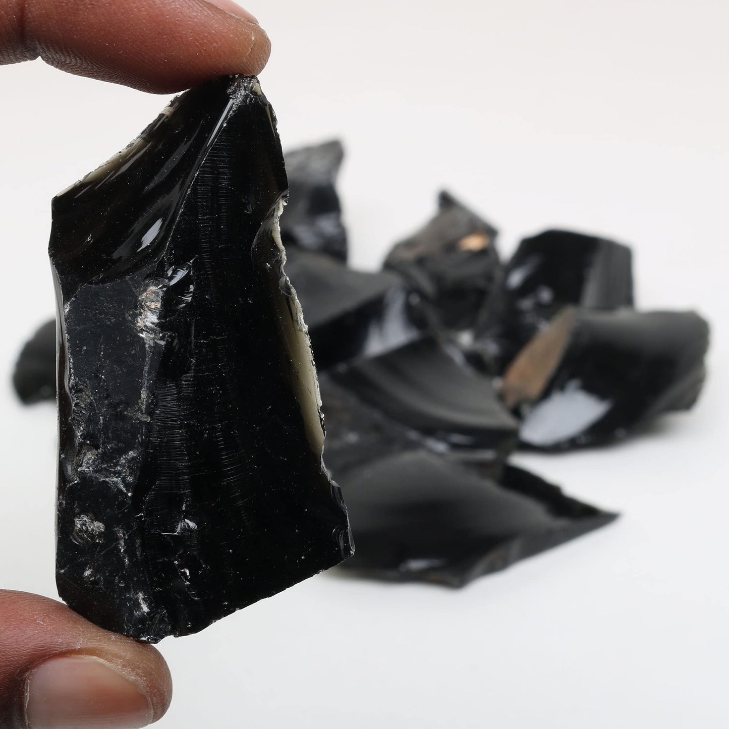 REAL-GEMS Natural Raw Healing Crystals Rough Stones for Tumbling, Cabbing, Polishing, Wire Wrapping, Wicca & Reiki Crystal Healing, Mix Gemstones,7 Chakra (Black Obsidian)