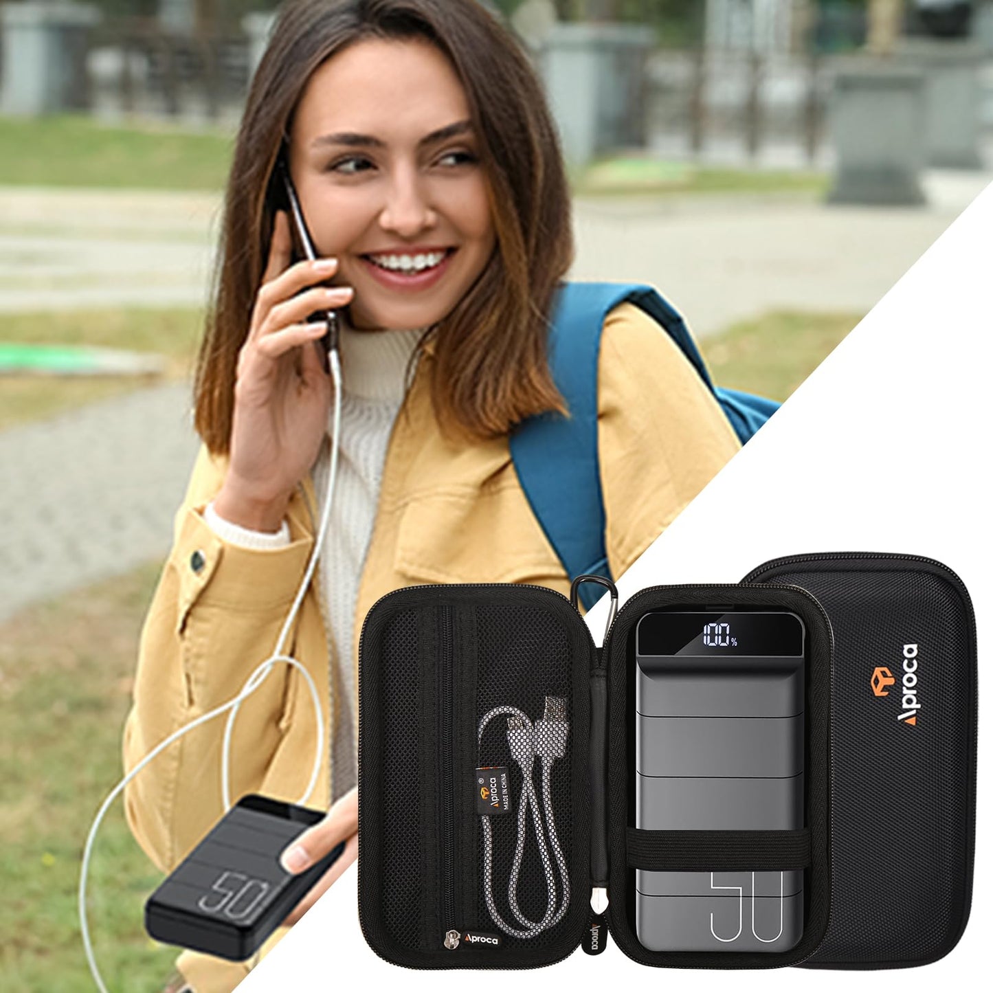 Aproca Case Compatible with Morfec Power Bank Fast Charging 50000mAh 22.5W Portable Charger, Portable Hard Storage Bag for Accessories (Case Only)