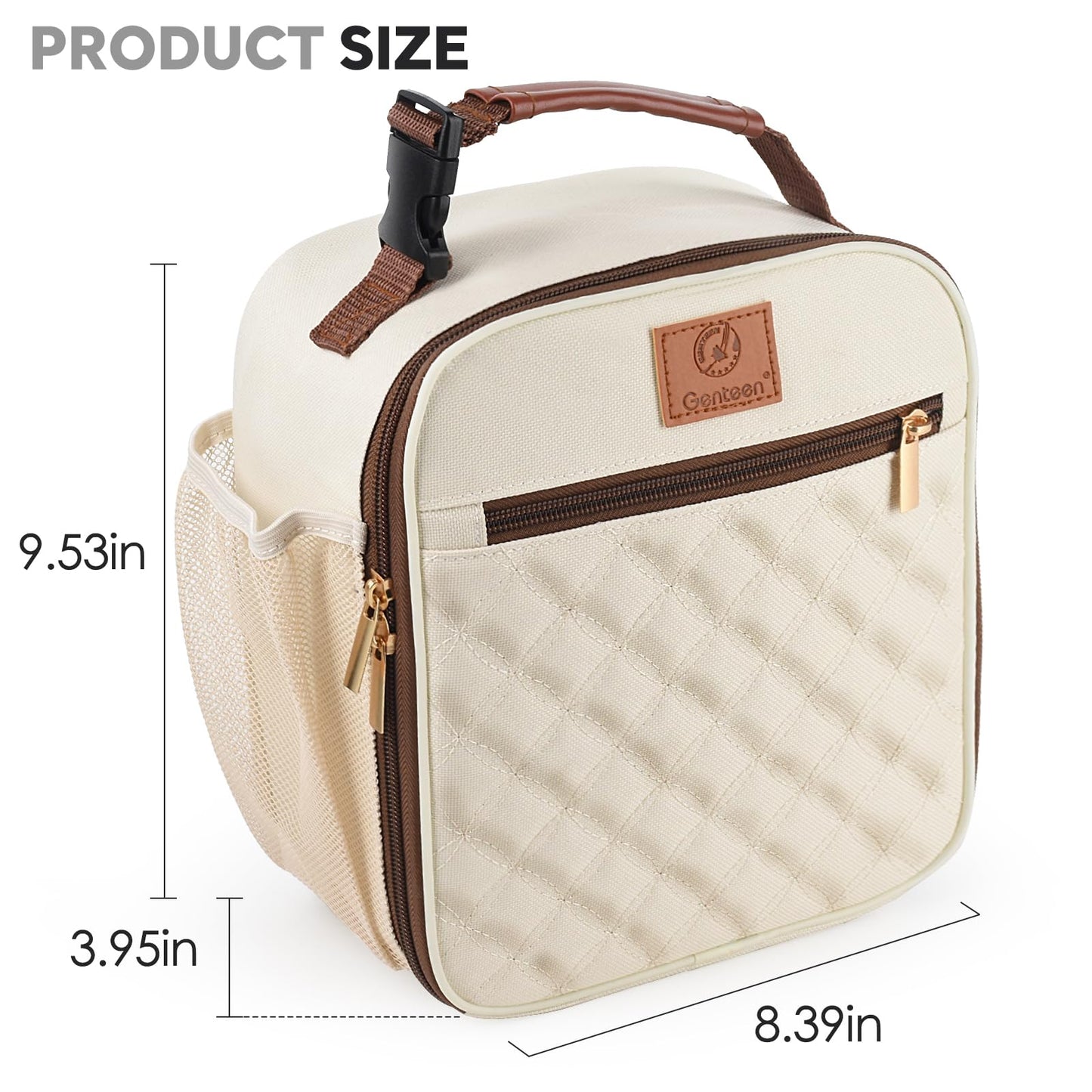 Genteen Lunch Box Lunch Bag for Men Women Kids Adults,Insulated Waterproof LunchBox Cooler,Small for Work Office School Travel Picnic-White
