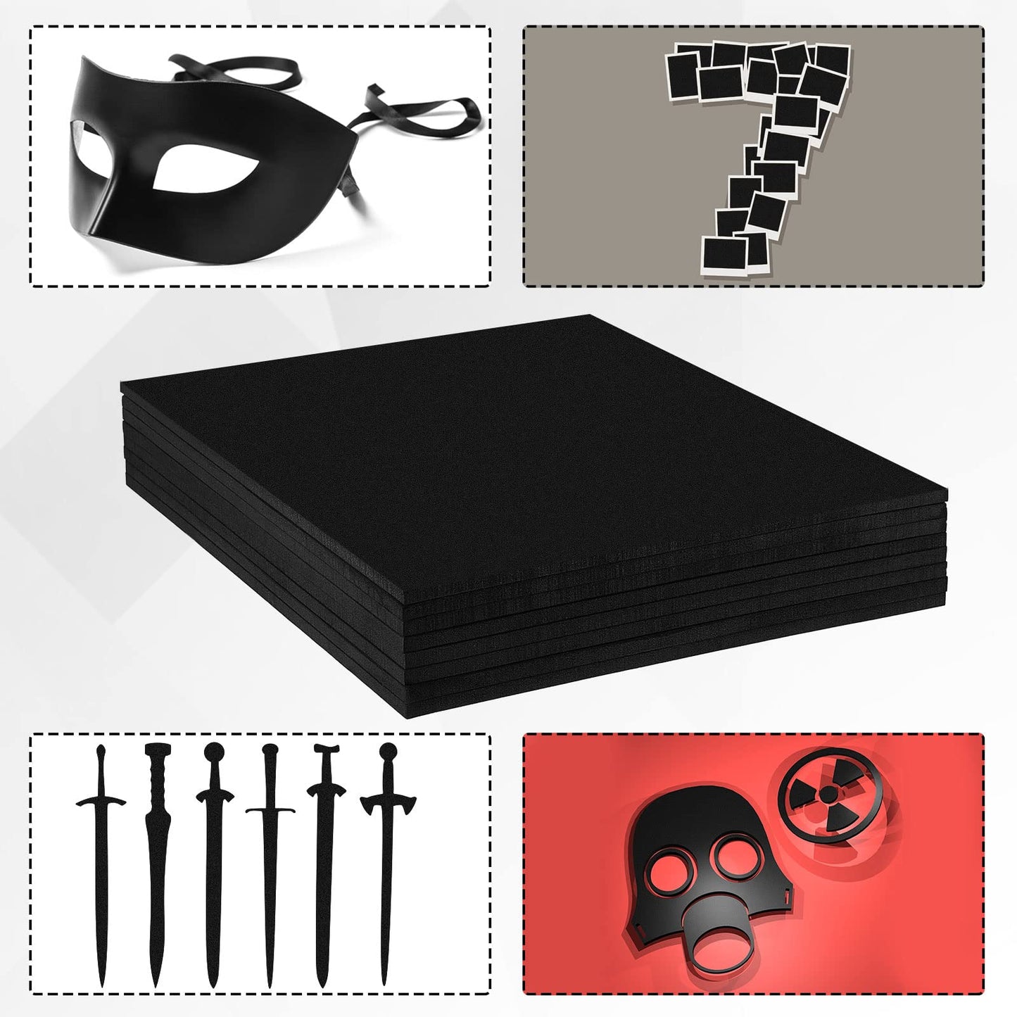 Patelai 30 Pcs Black EVA Foam Cosplay 6 mm Thick 9" x 12" EVA Foam Sheet Black High Density Sheet for Halloween Costume, Props, Armor, Masks, DIY, Craft Projects