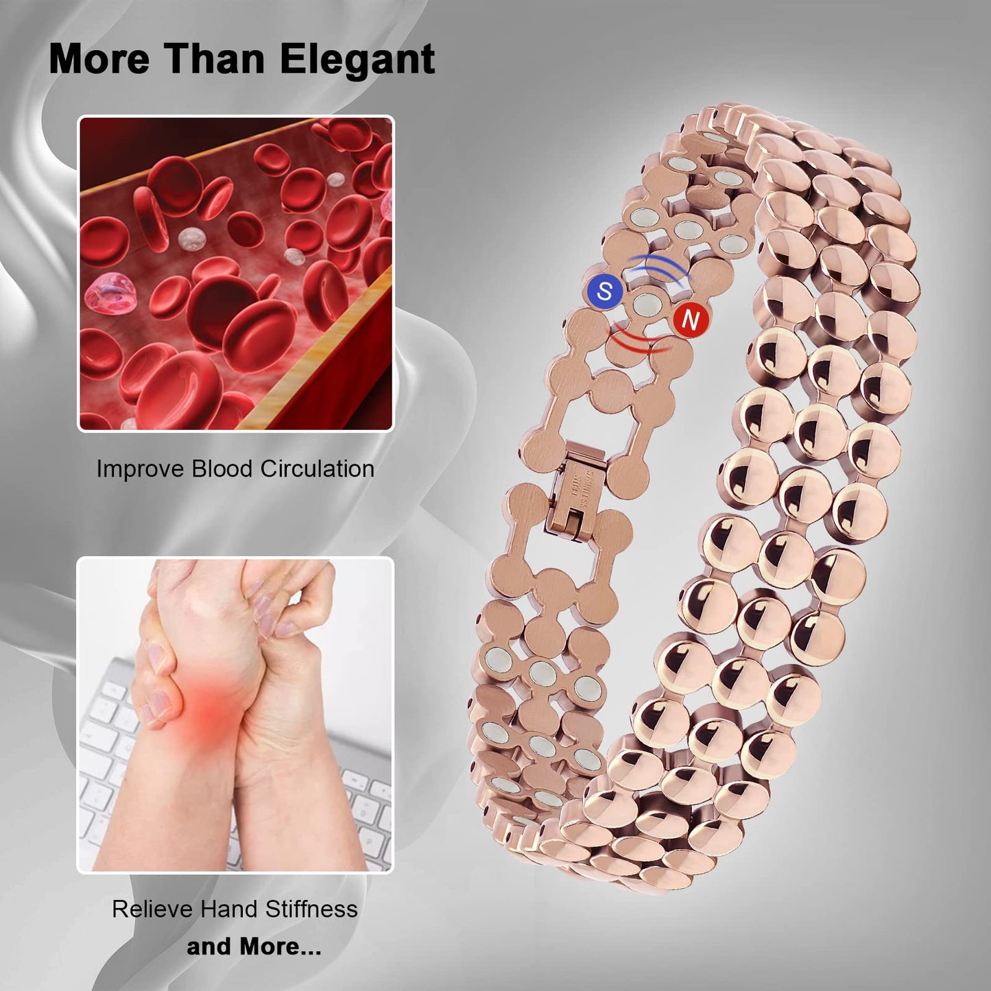 JEROOT Ultra Strength Magnetic Bracelet for Women | 3500-6000 Gauss Neodymium Magnets | Magnetic Therapy Jewelry with Adjustable Tool & Gift Packaging