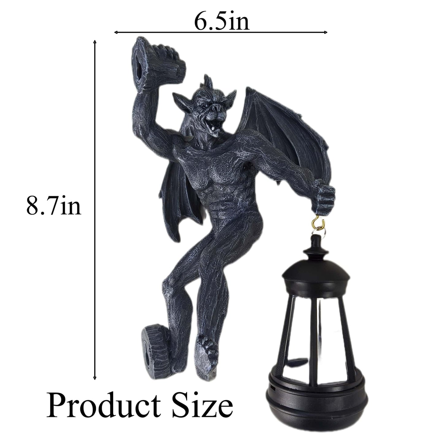 Melnixia Dragon Winged Gargoyle Tree Hugger with Solar Lantern Gothic Lamp Wall Fence Hanger Decor Garden Statue Yard Patio Unique Perfect Present for Women Mom Grandma
