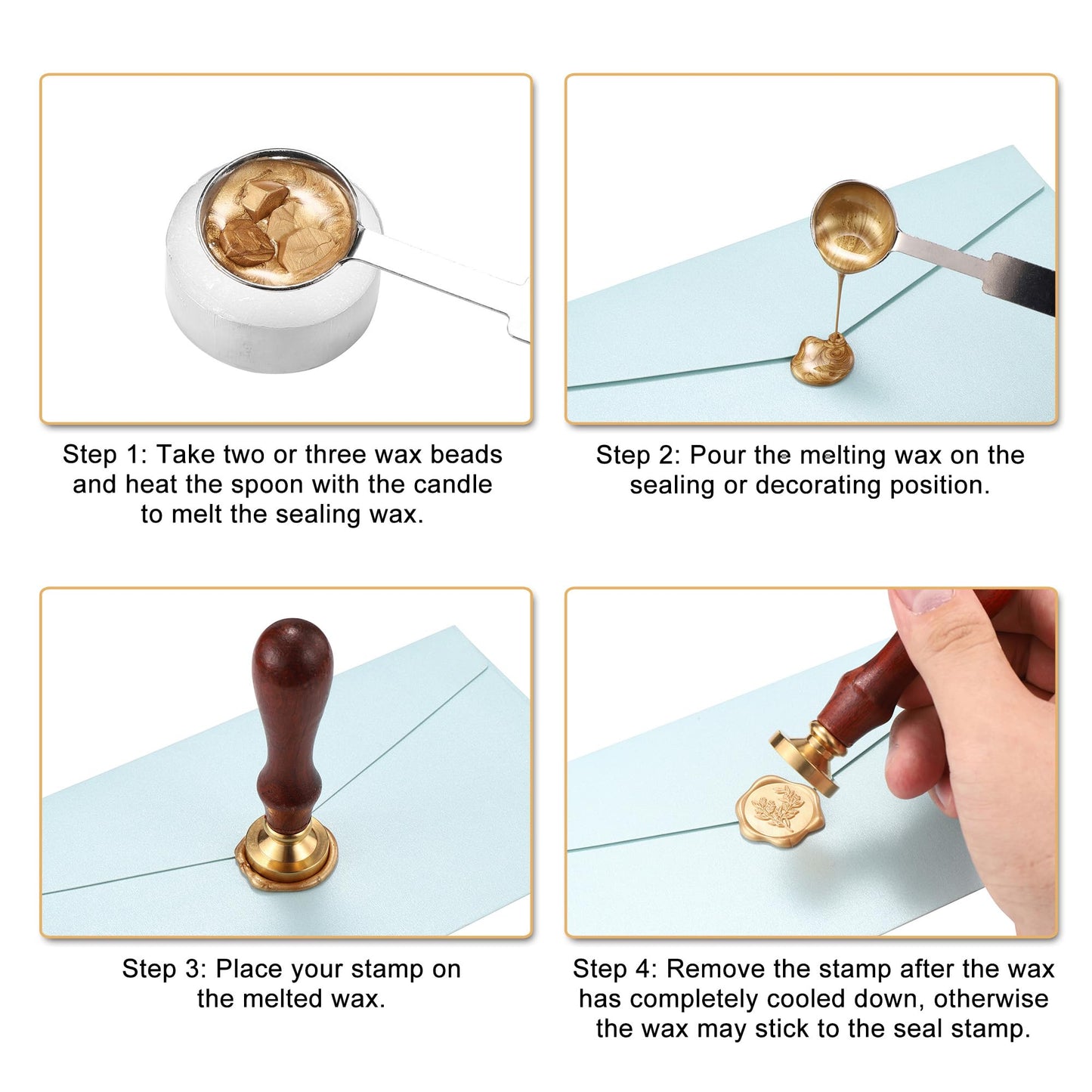 Yoption 360Pcs Light Gold Sealing Wax Beads, Vintage Wax Seal Beads for Embellishment of Wedding Invitation, Envelope, Gift Wrapping, Wine Package