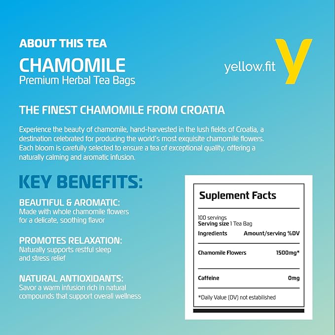 Chamomile, Loose Leaf 100 Tea Bags The Finest Blooms from Croatia