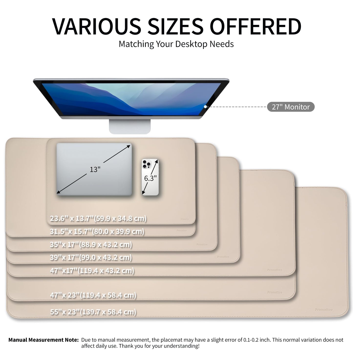PROMATTOO Oversized Non-Slip Desk Pad Protector with Premium Gift Box – Vegan Leather Waterproof Laptop Mat for Keyboard & Mouse, Grips Desk Firmly – Large Office Pad– Warm Beige