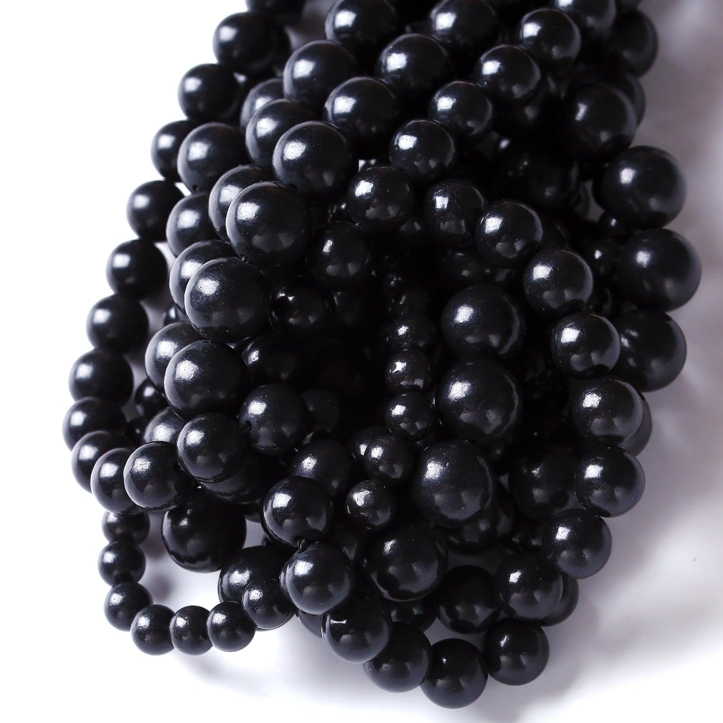 36PCS 10mm Natural Shungite Black Stone Beads for Jewelry Making Round Loose Beads DIY Bracelets Necklaces Energy Crystal Healing (Shungite Beads, 10mm)