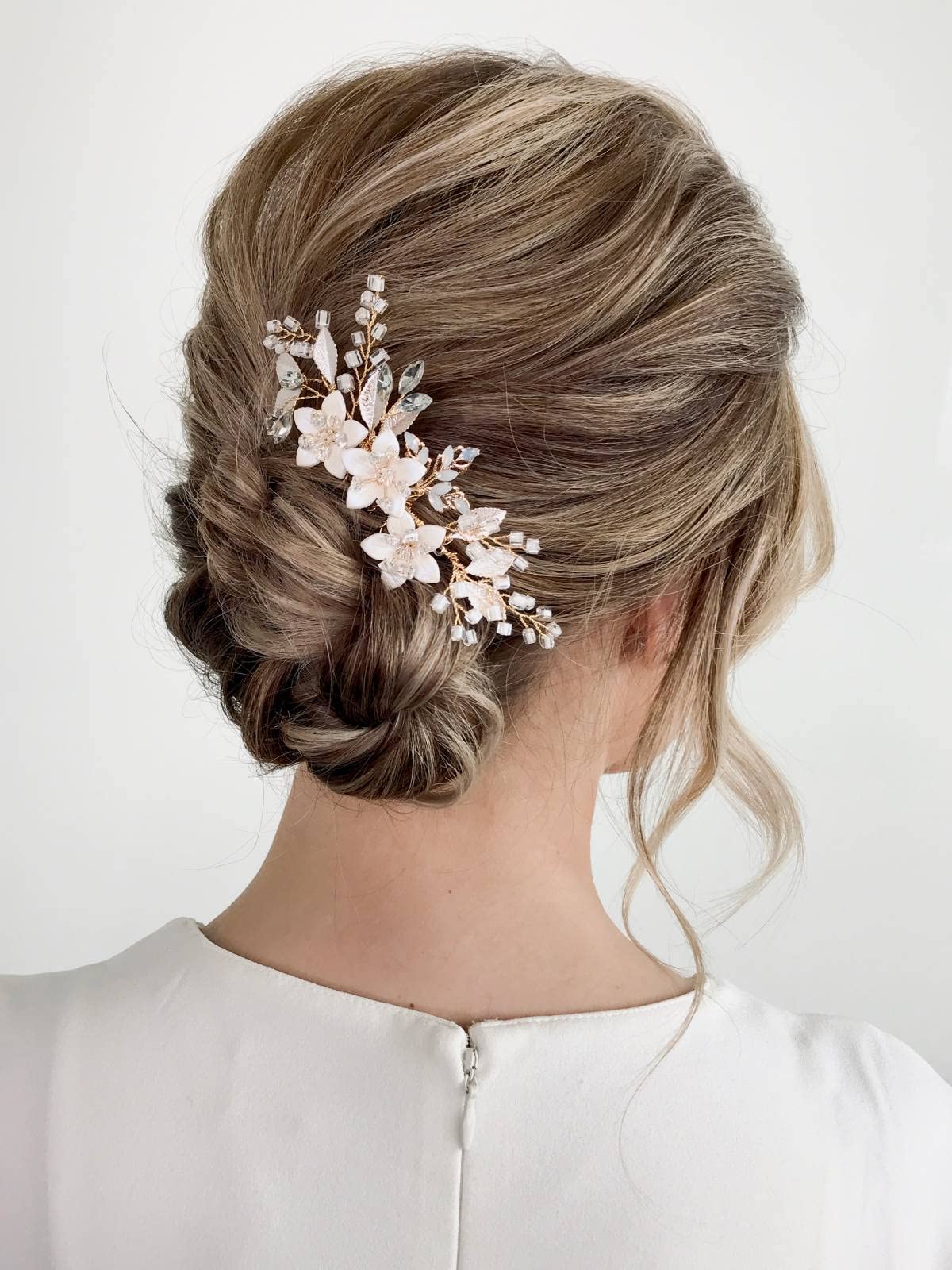 SWEETV Wedding Hair Comb Clip Bridal Crystal Wedding Hair Accessories for Brides and Bridesmaid, Gold