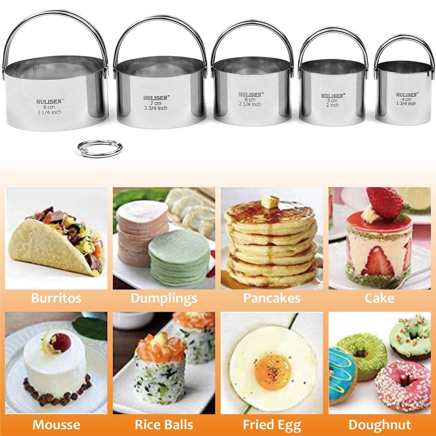 HULISEN Stainless Steel Biscuit Cutter Set, Flour Duster, Pastry Scraper and Dough Blender, Sturdy & Long-Lasting with Ergonomic Rubber Grip, Professional Baking Dough Tools, Gift Package (4 Pcs/Set)