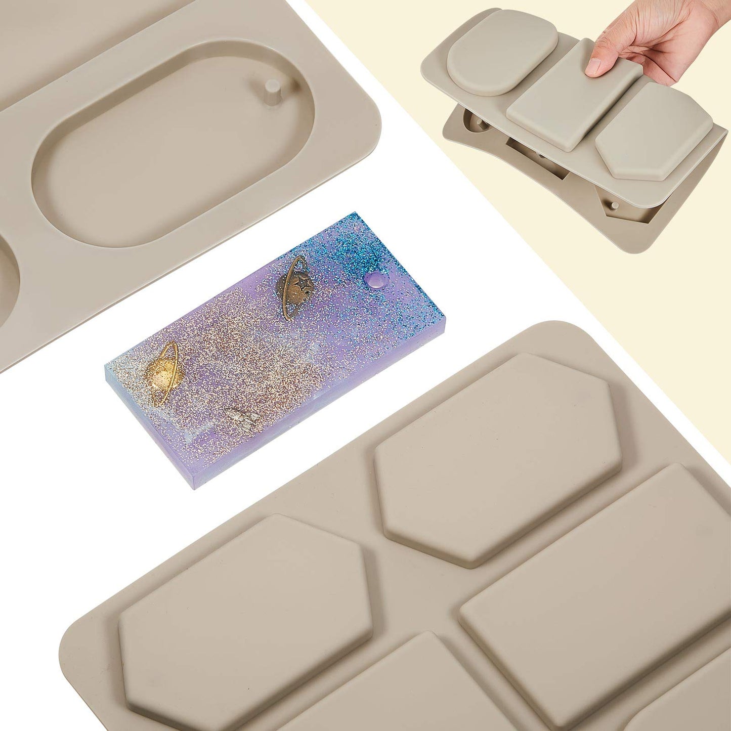 Patelai 2 Pcs Silicone Wax Melt Molds Silicone Resin Keychain and Wax Sachets Epoxy Casting Jewelry Making Molds with Hanging Holes for DIY Jewelry Handicrafts Making(Stylish Style)
