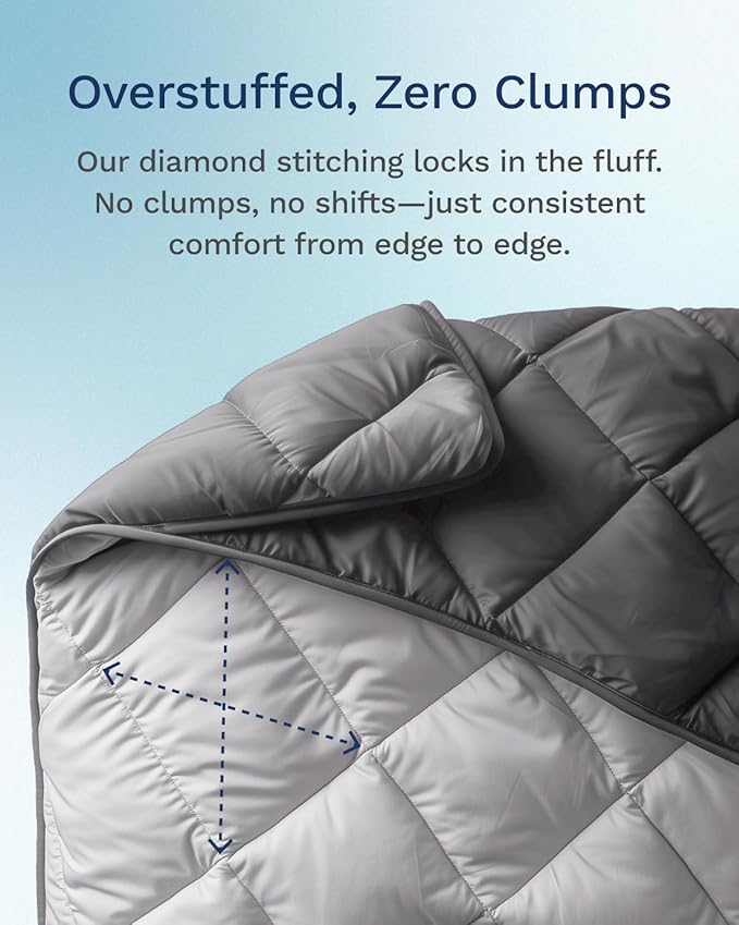 ViscoSoft Microfiber All Seasons Down Alternative Quilted Comforter - Cooling Breathable Premium Soft Reversible Microfiber Duvet Blanket, Light Gray/Dark Gray, Full