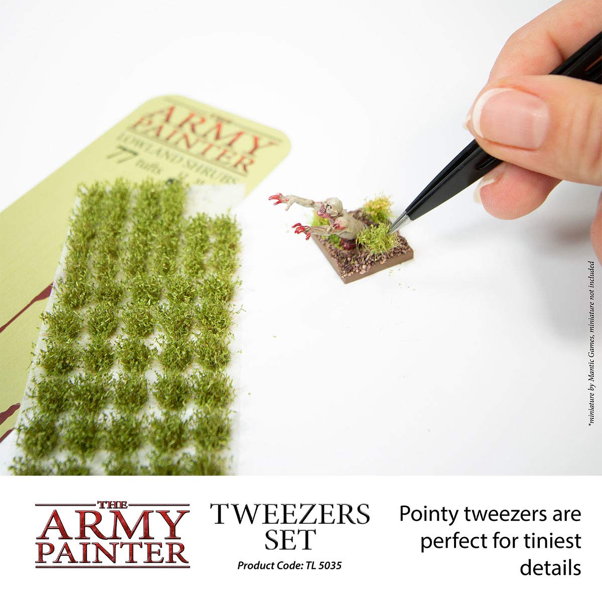 The Army Painter 2-Piece Precision Tweezers, Set of Slant & Pointy Tweezers, Craft Tweezers Precision Fine Point for Assembling Miniatures, Small Crafting Tweezers: 95mm Flat Tip & 103mm Pointy Tip