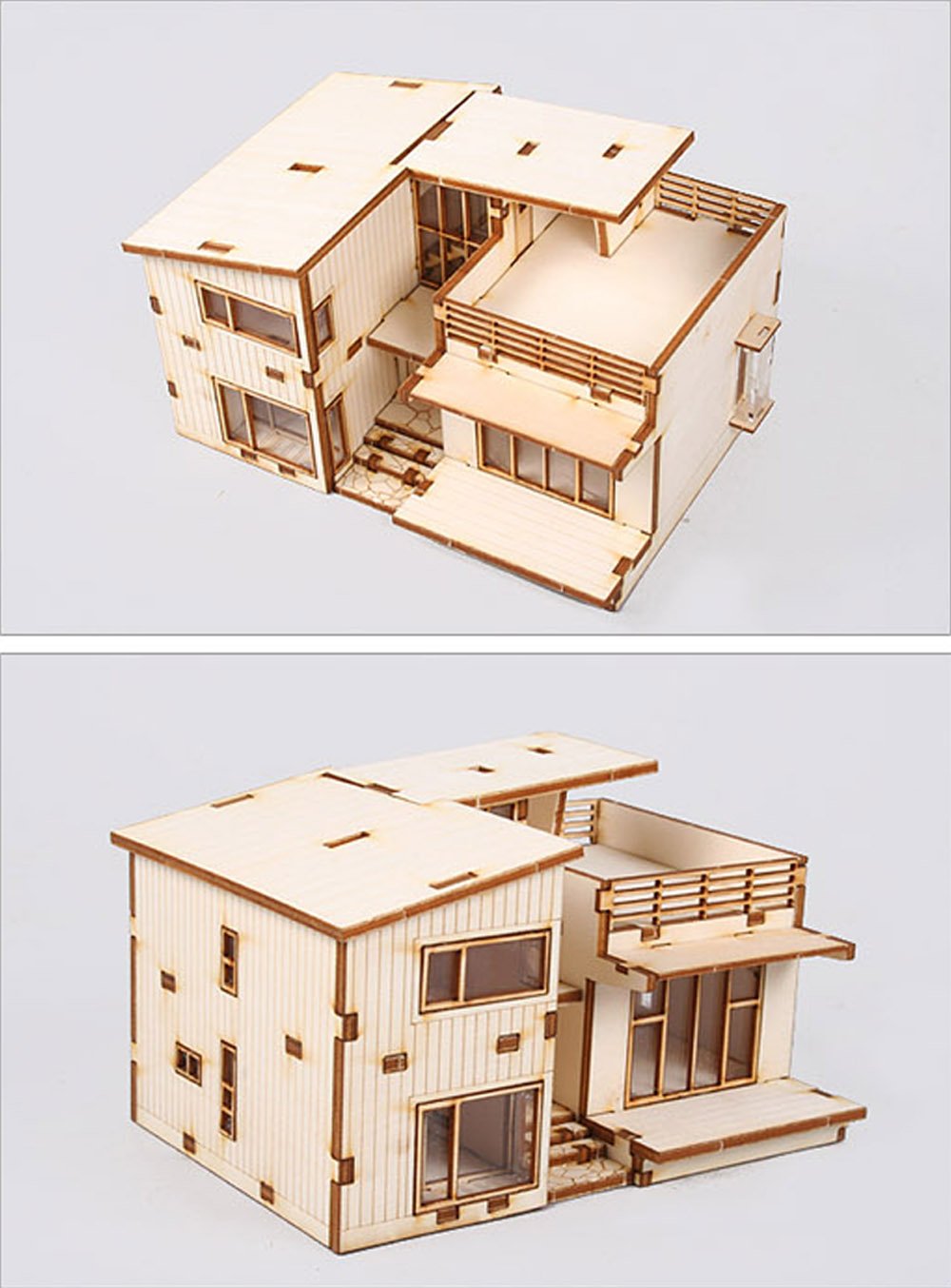 YOUNGMODELER DESKTOP Wooden Assembly Model Kits. (Modern House)