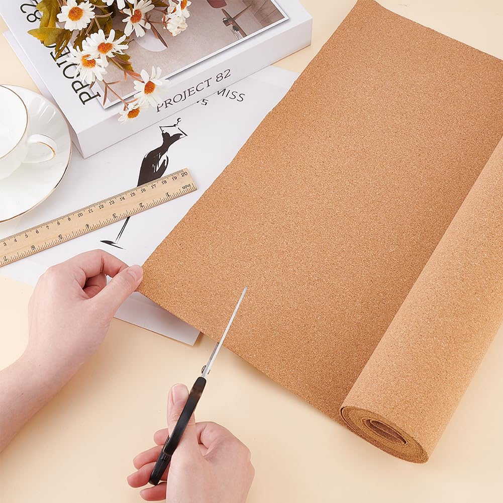 BENECREAT 137.8x15.7 Inch Cork Board Roll, 1mm Thick Rectangular Natural Cork Piece, Cork Sheet Roll for Bulletin Boards, Wall Decorations, DIY Crafts