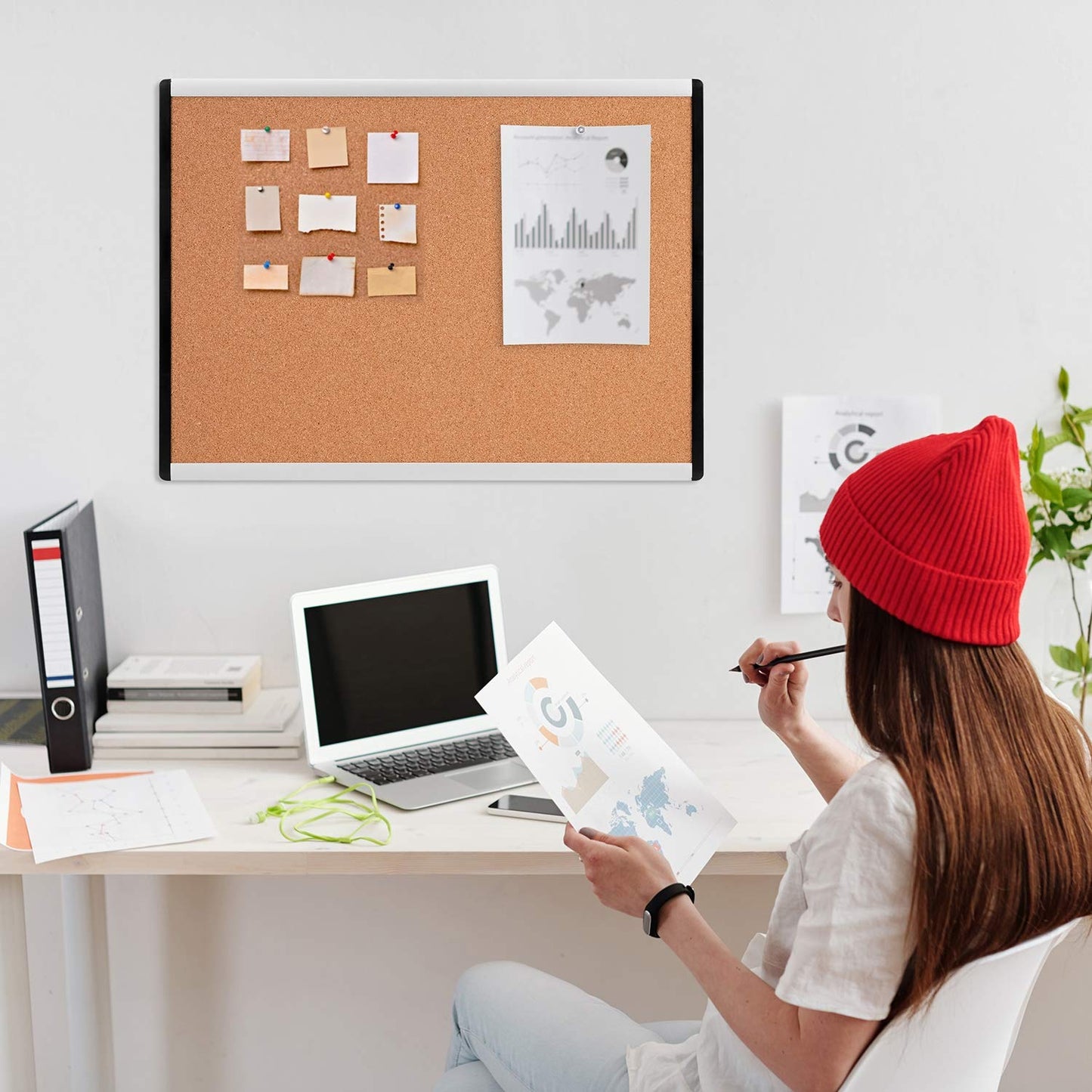 Amazon Basics Cork BulletinBoard, 23" x 17", Pin Board for Office & Home with Aluminum/Plastic Frame, 3 Pack