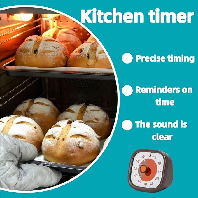 Visual Timer for Kids - 60 Minute Visual Kids Timer for Classroom Home Office, Countdown Timer for Cooking Teaching Working Meeting (Chocolate)
