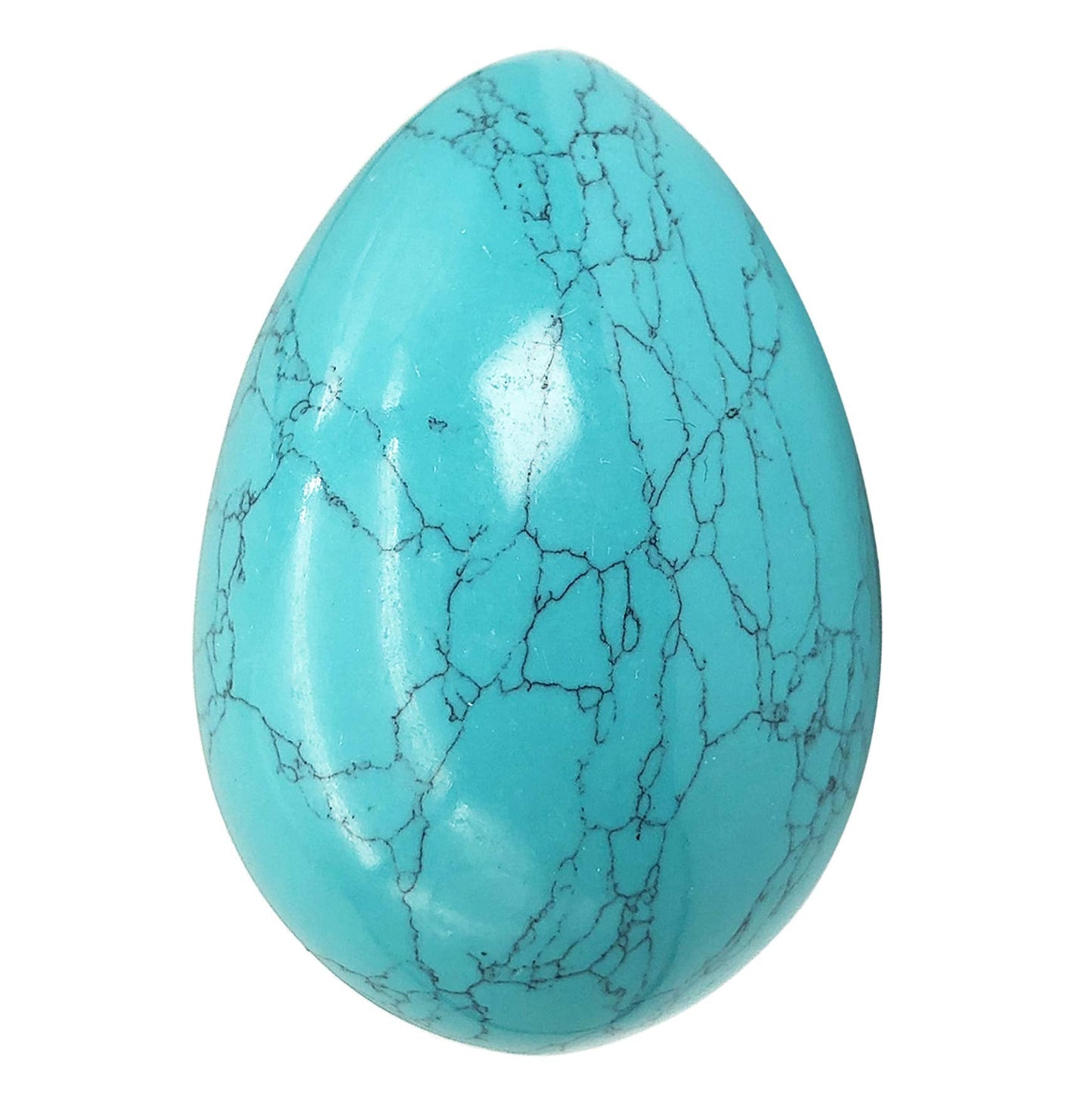 favoramulet Polished Stone Egg for Easter Day, Palm/Pocket/Worry Enegry Healing Crystal Display Sphere Figurine Fengshui, Green Howlite Turquoise 1.8" x 1.3"