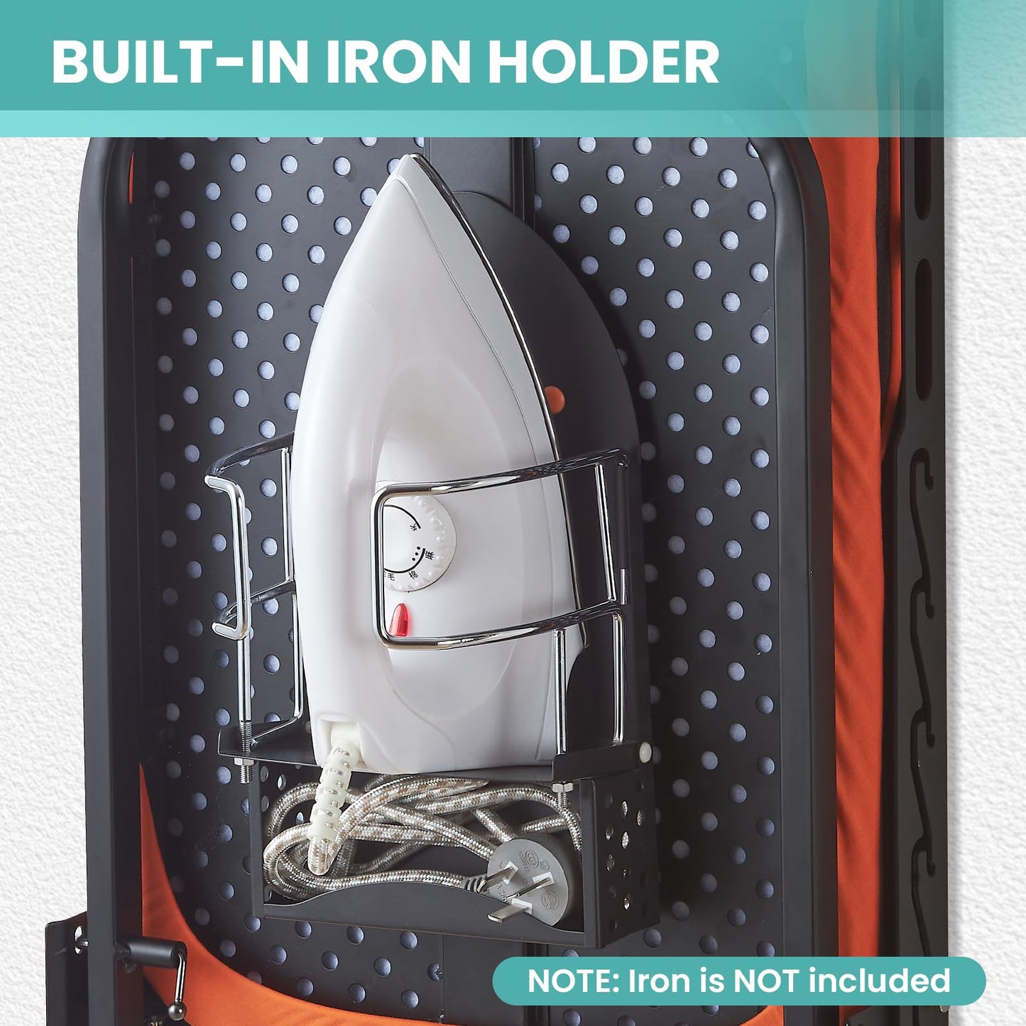 Seiritex Wall Mounted Ironing Board with Iron Holder, 36x13 Compact Mount Foldable Ironing Board for Small Spaces, Space Saving with Cotton Fabric Cover and Silicone Iron Rest