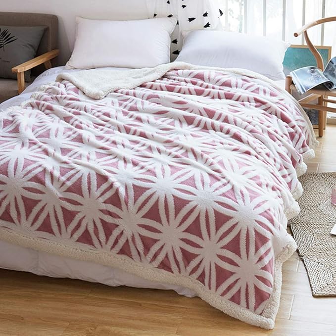 LOMAO Sherpa Fleece Blanket Fuzzy Soft Throw Blanket Dual Sided Blanket for Couch Sofa Bed (Pink, 60''x 80'')