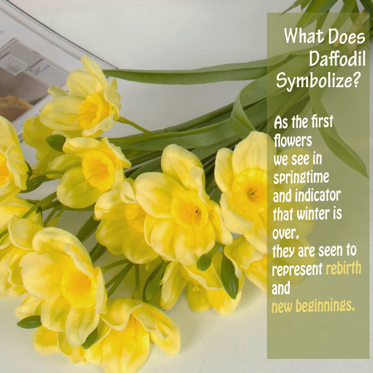 cn-Knight 2pcs Artificial Daffodil Bundles,16 Inch Faux Daffodil Stems with 18pcs Latex Fake Flowers,Premium Artificial Flowers for Home Decor Centerpiece DIY Wedding Bouquet Supply,Yellow