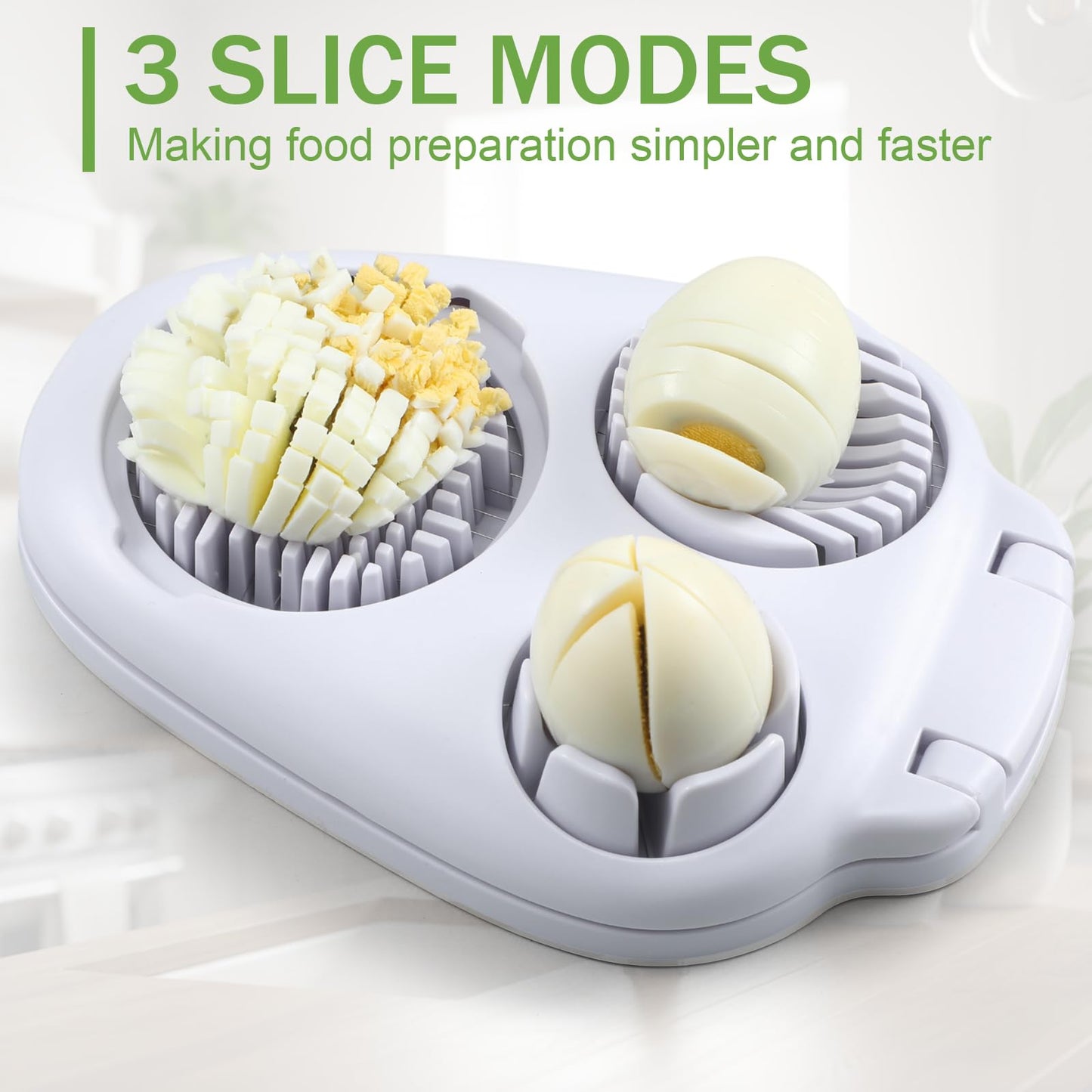 LemonRoad 3 in 1 Egg Slicer for Hard Boiled Eggs Stainless Steel Egg Cutter White Kitchen Dicer Chopper Tool for Strawberry Grape Cherry Banana Butter Mushroom Tomato