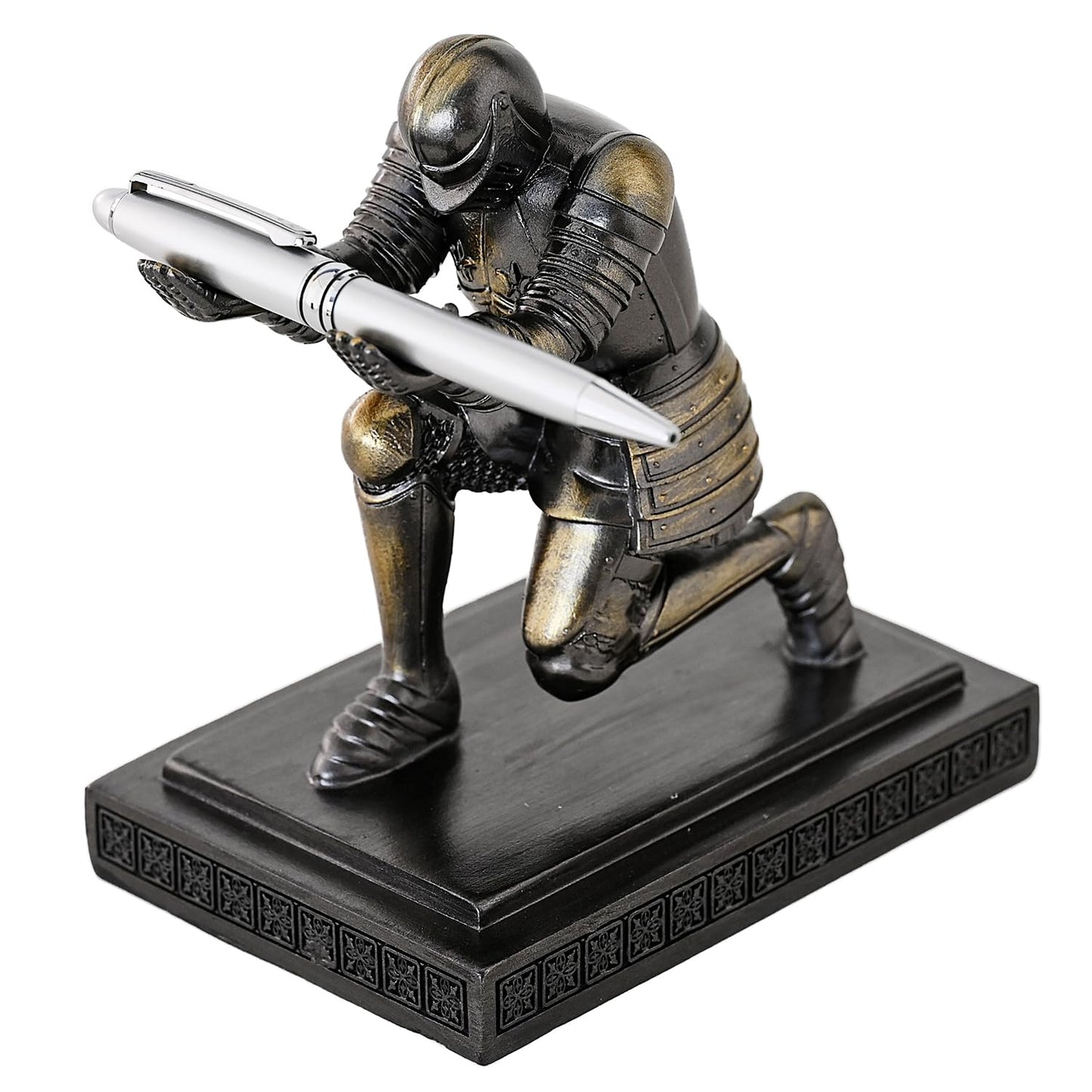 Amoysanli Executive Knight Pen Holder Decorative Resin Pen Holders For Desk Organizer Cool Ornament Gift For Office and Home (Iron)