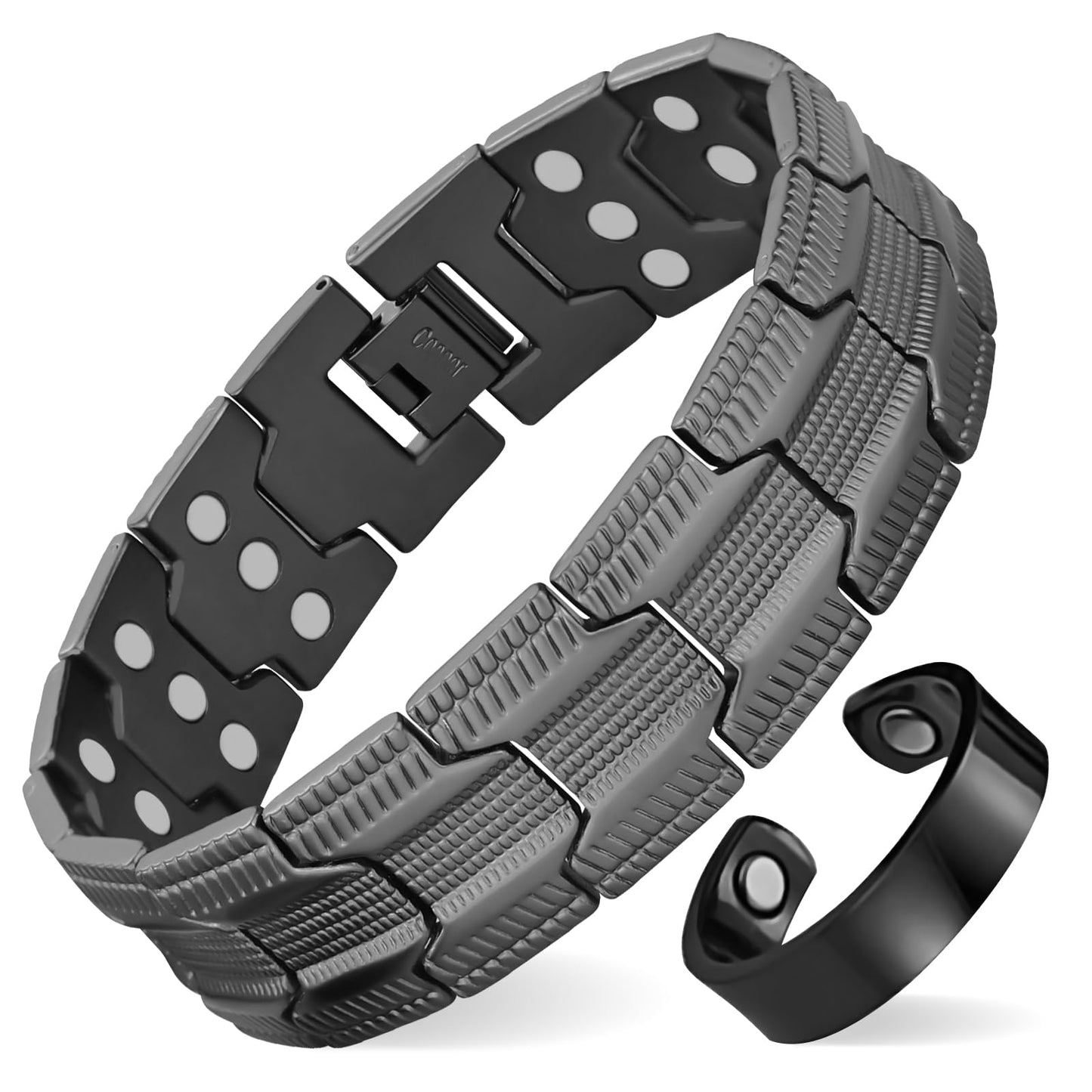 MagEnergy Copper Magnetic Bracelet for Men, 3X Strength 3800 Gauss Magnets, 99.99% Copper Bracelet with Copper Ring, Adjustable Length with Sizing Tool