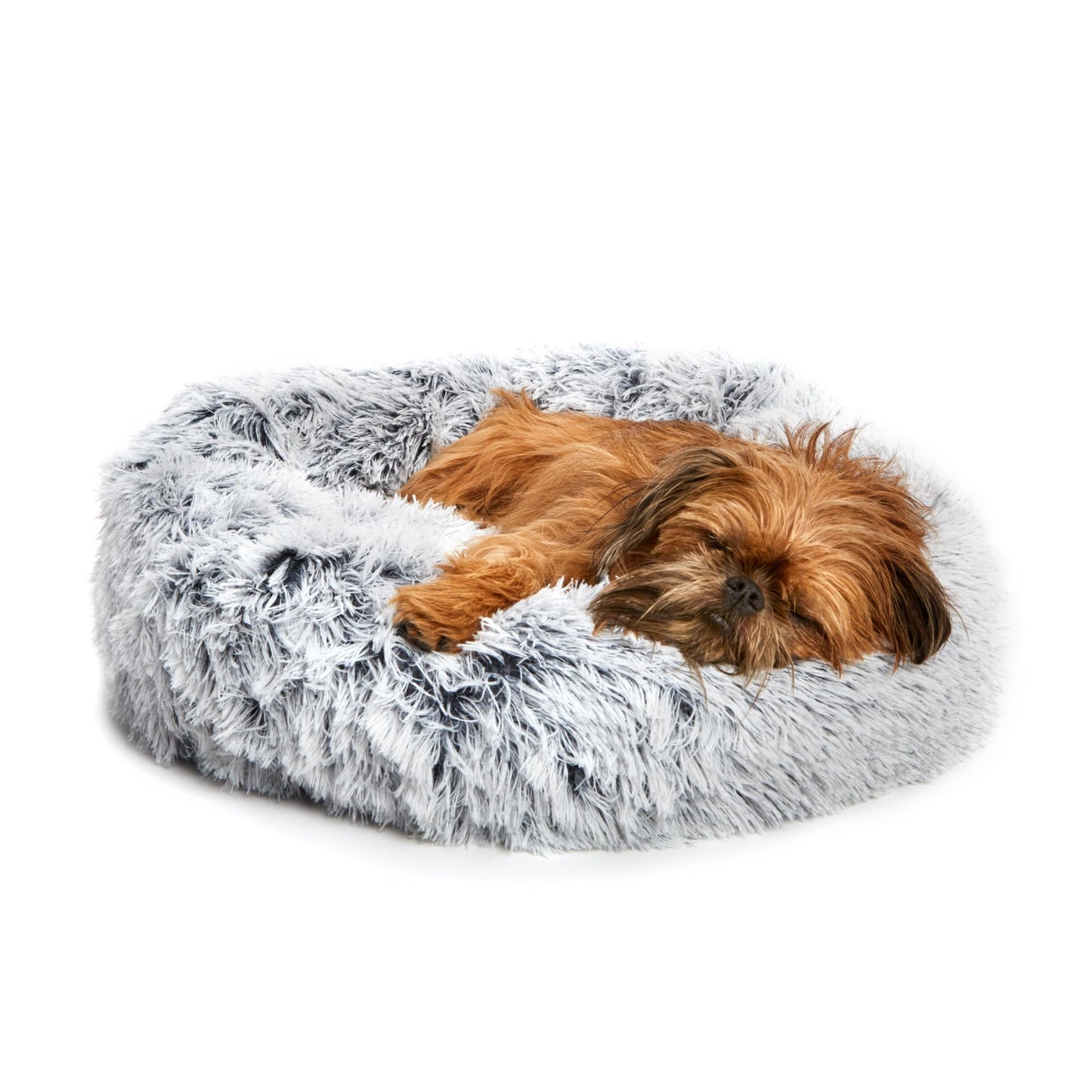 Barkbox Dog Bed, 2-in-1 Memory Foam Donut Cuddler Dog and Cat Bed, Calming Orthopedic Joint Relief Fur Crate Lounger for Pets, Machine Washable + Removable Cover, Waterproof Lining, Includes Toy