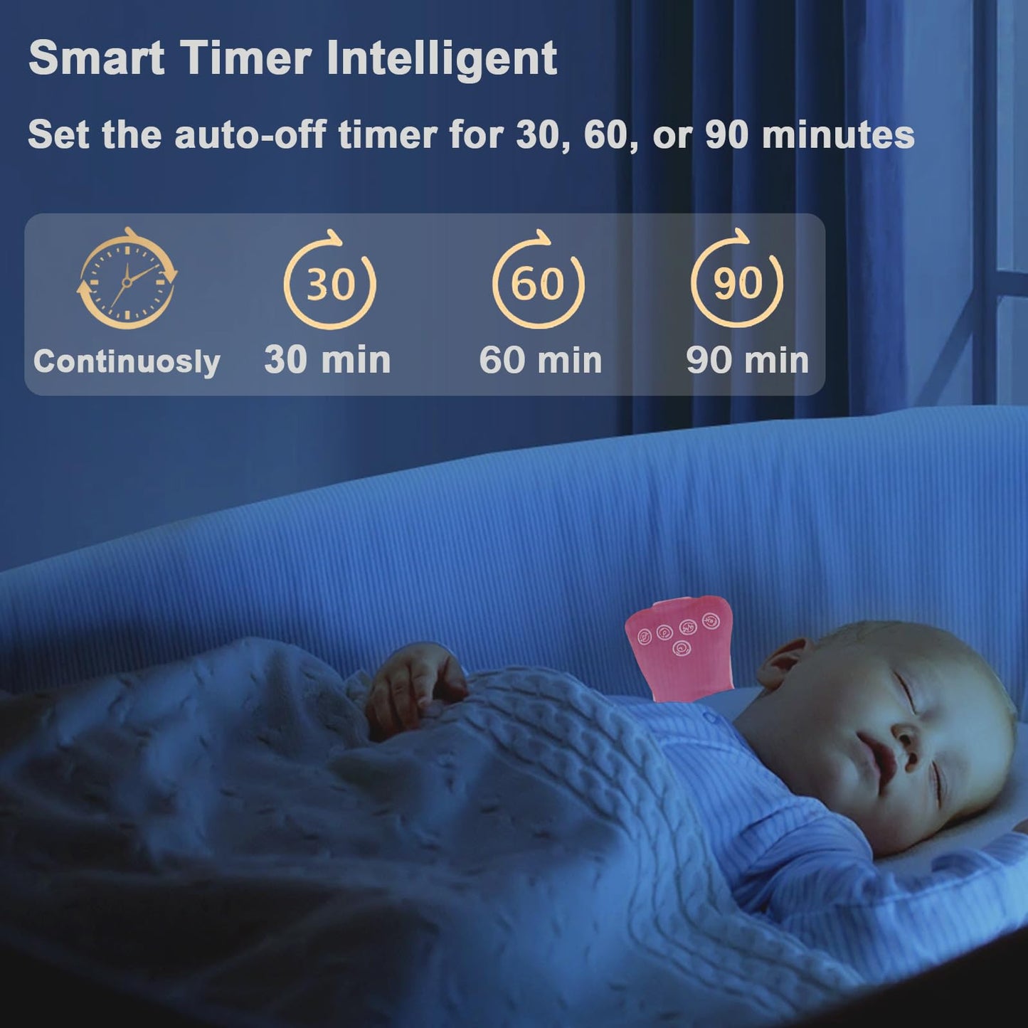 Baby Vibrating Sleep Soother, Portable White Noise Machine for Baby Adult, 3 Adjustable Vibration Modes, 26 Soothing Sounds, Timer Setting, Powerful Battery, for Home & Travel, Cribs & Strollers