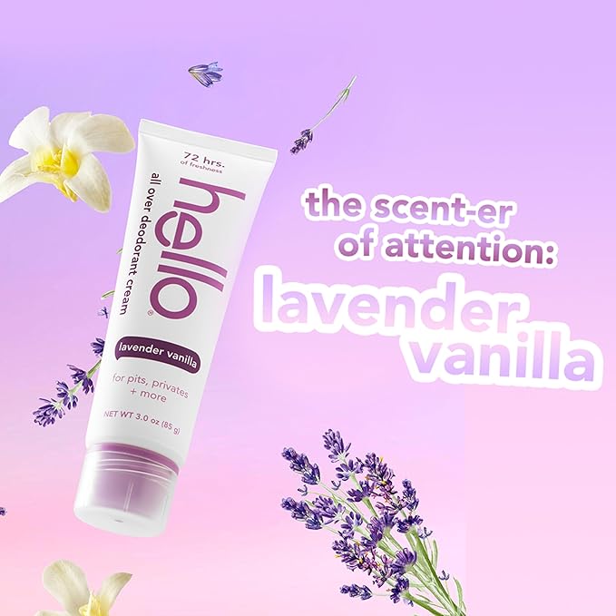 hello Lavender Vanilla and Clean Fresh All Over Deodorant Creams, Aluminum Free, 3 Ounces Each