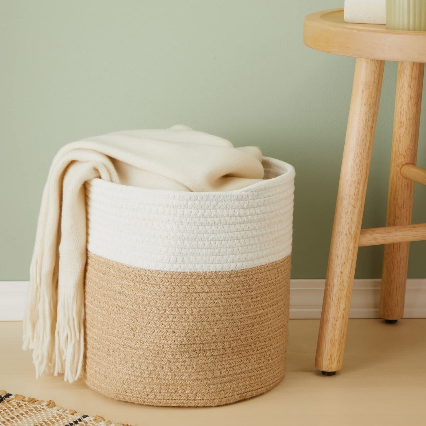 Juvale Plant Basket - 2-Pack, 11 in Brown Jute, Bohemian - Cotton Rope Planter with Liner & Woven Indoor Plant Basket with Plastic Liner