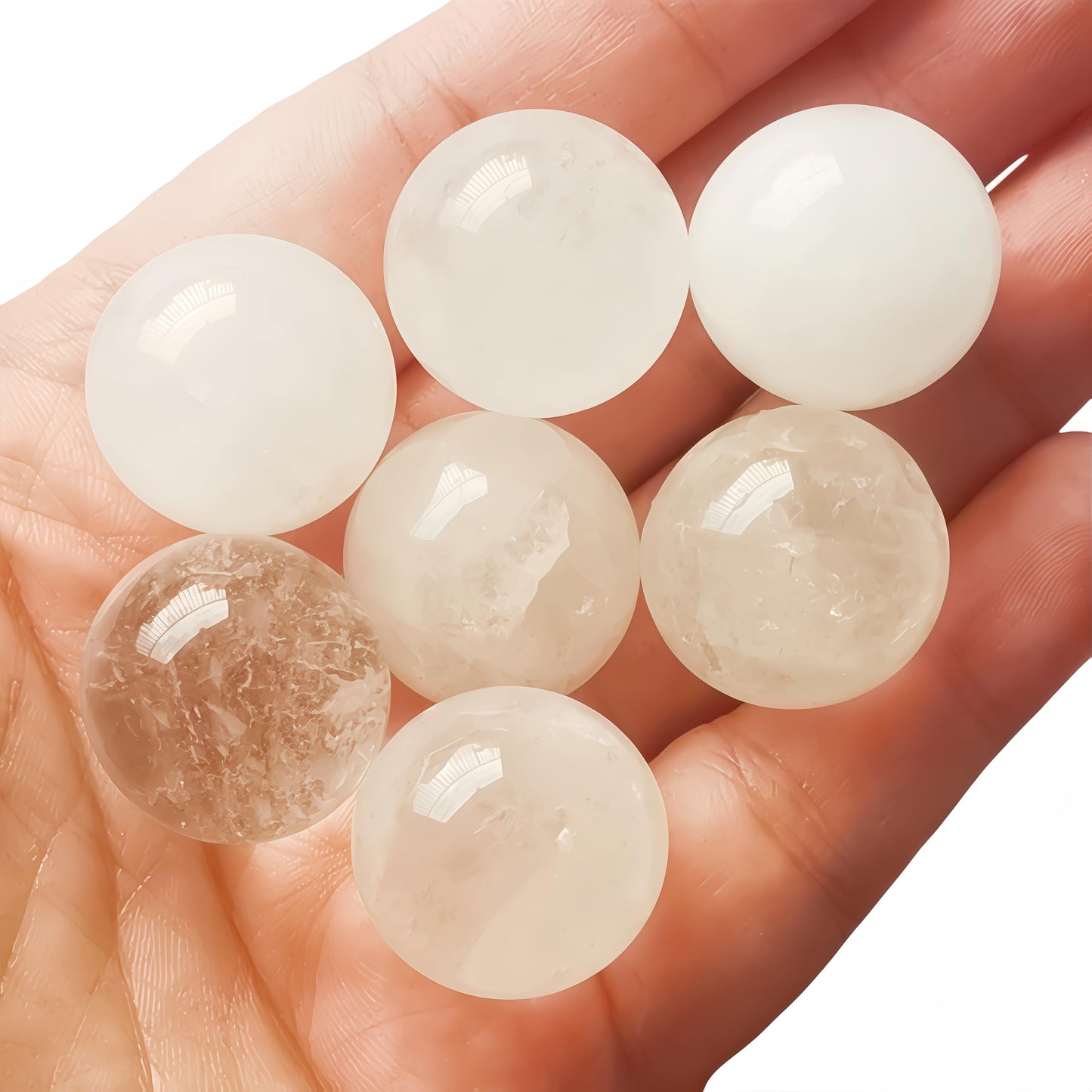 Sunshcat Natural Rock Quartz 0.78 Inchs Crystals and Healing Stone Ball Set,Home Desktop Feng Shui Array Decoration(7 Pieces) ﻿