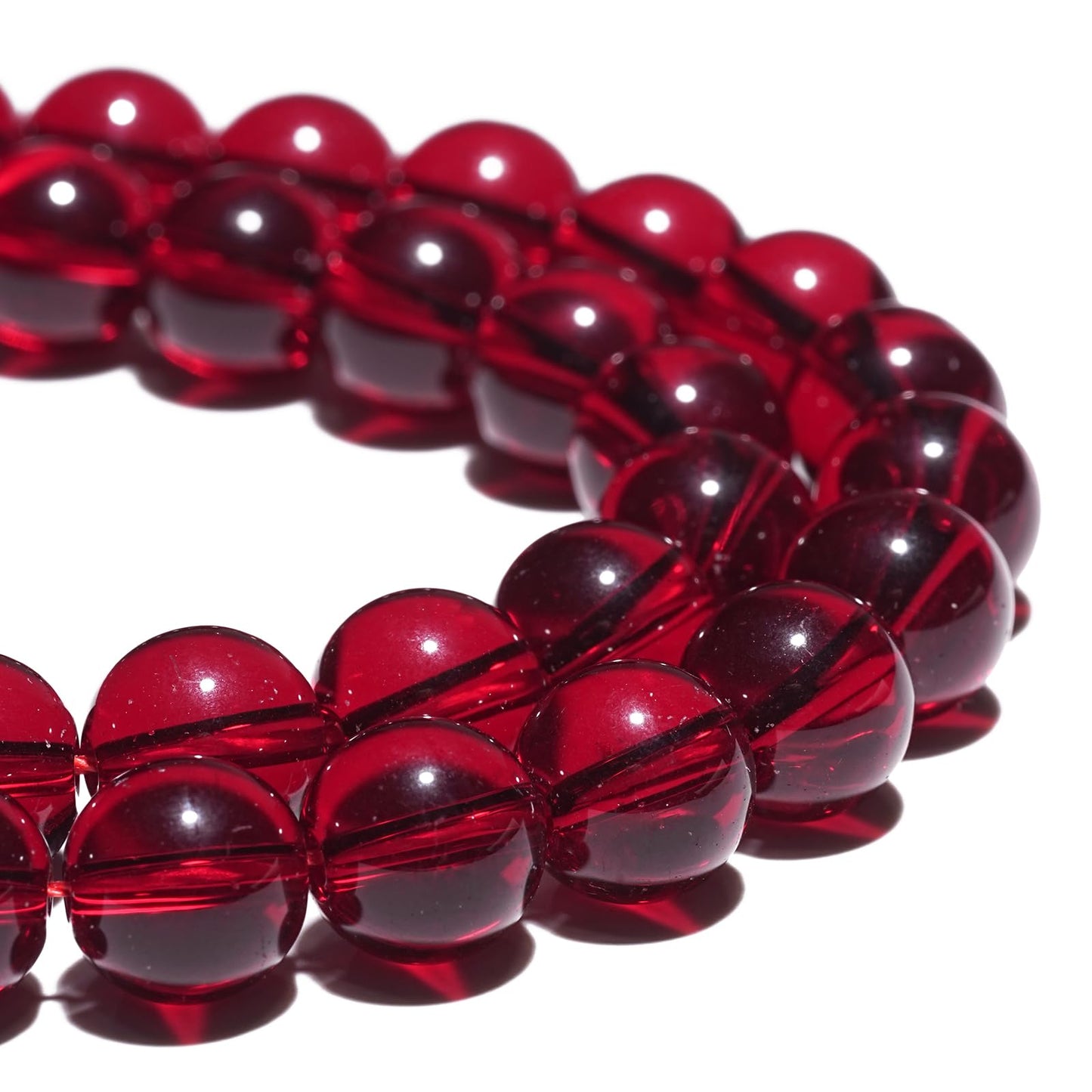 10mm Natural Garnet Red Glass Crystal Gemstone Beads Polished Round Smooth Stone Beads for Bracelets Jewelry Making 15inch Loose Beads