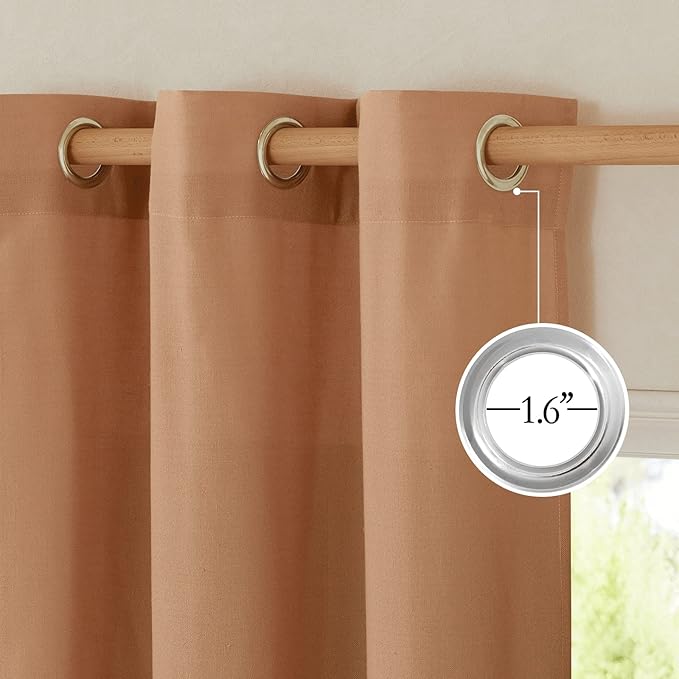 NICETOWN Linen Curtains for Windows 90 inch Long, Grommet Semi Sheer Vertical Drapes Privacy Added with Light Filtering for Doorway/Living Room, Burnt Orange, W42 x L90, 2 Pieces