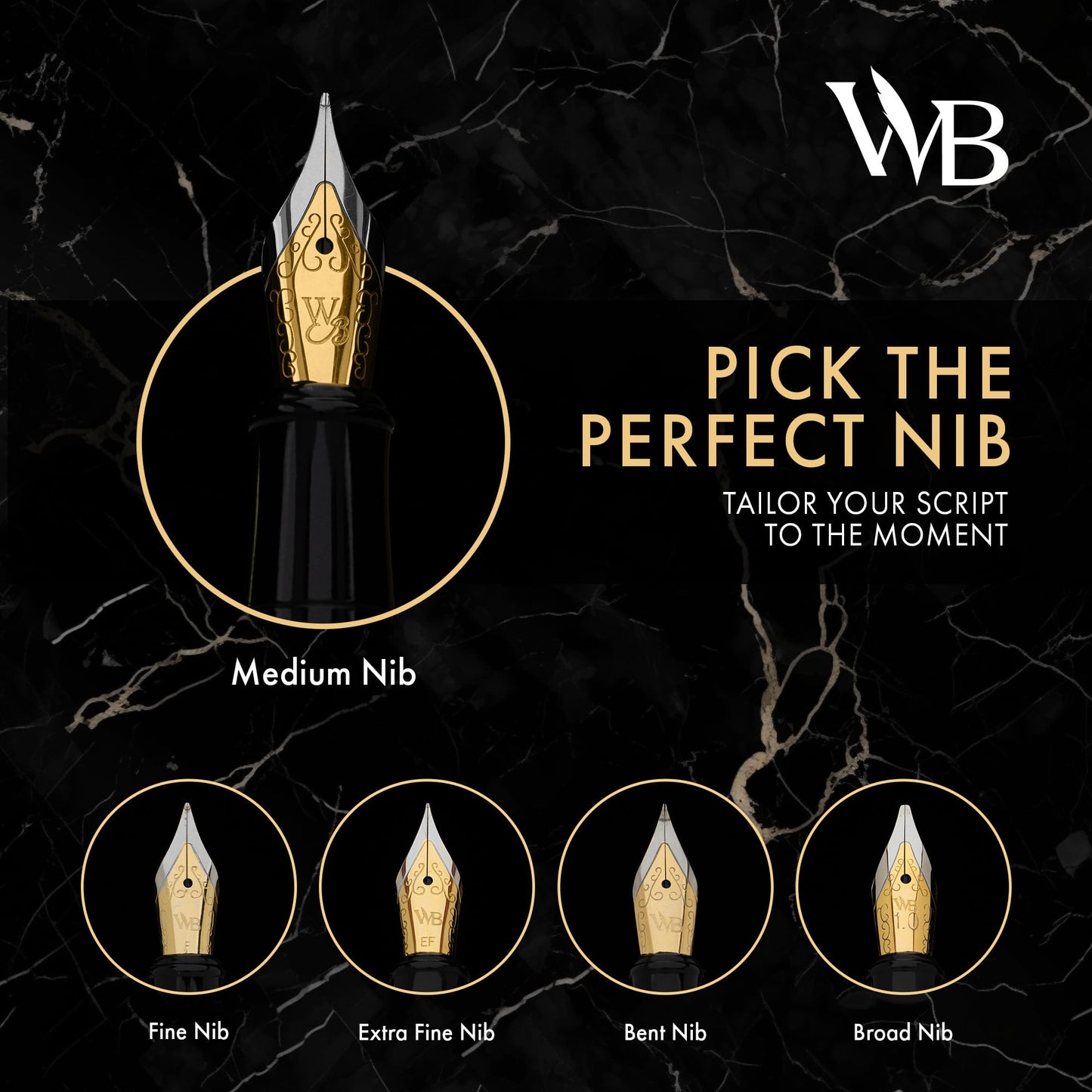 Wordsworth & Black Fountain Pen Set, Medium Nib, Includes 24 Ink Cartridges and Ink Refill Converter, Gift Case, Journaling, Calligraphy, Smooth Writing Pens [Silver Gold], Perfect for Men and Women