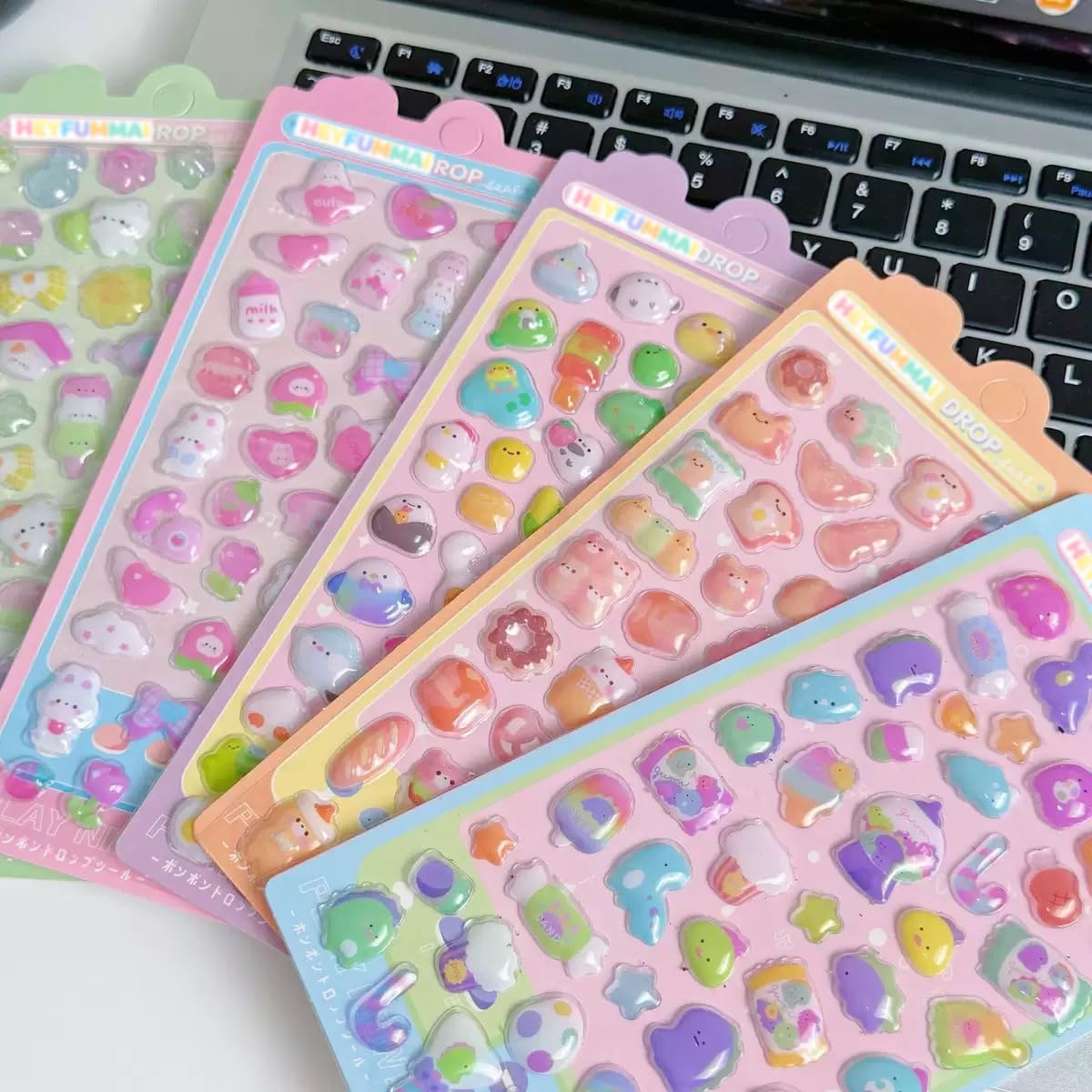 3D Cute Mini Puffy Stickers,10 Sheets 500+Kawaii Air Decorative Stickers HEYFUMMAI for Phone Case Or DIY Planners Notebooks Scrapbooks Handbooks Decoration ﻿