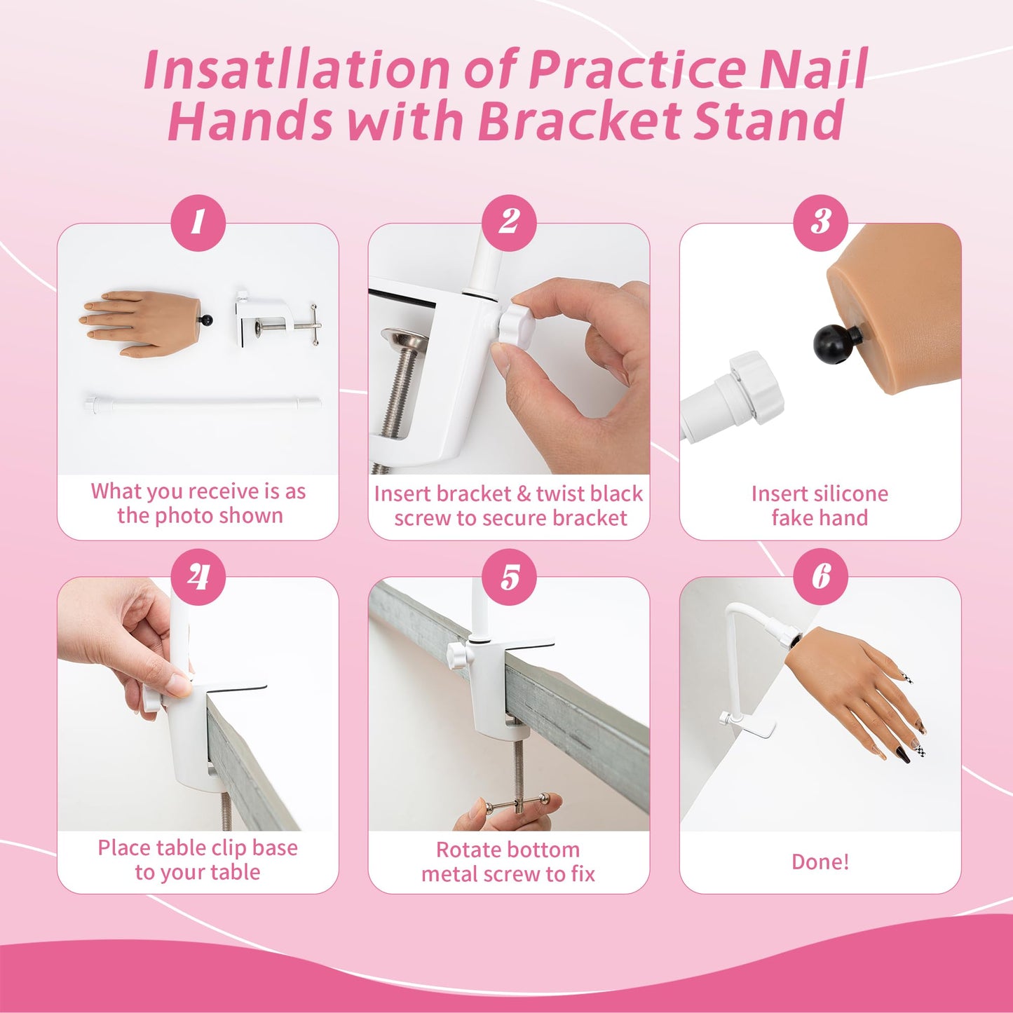 Veikmv Practice Hand for Acrylic Nails,Realistic Silicone Training Hand with Flexible Fingers for Nail Art Practice,Professional Mannequin Hand Model Kit for Gel Polish & Manicure Beginners
