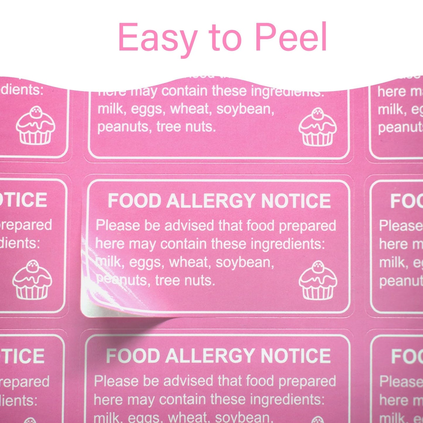 Hepertise 500 Pcs Food Allergy Stickers, 1x2 Inch Labels for Bakery, Cookie, Kitchen